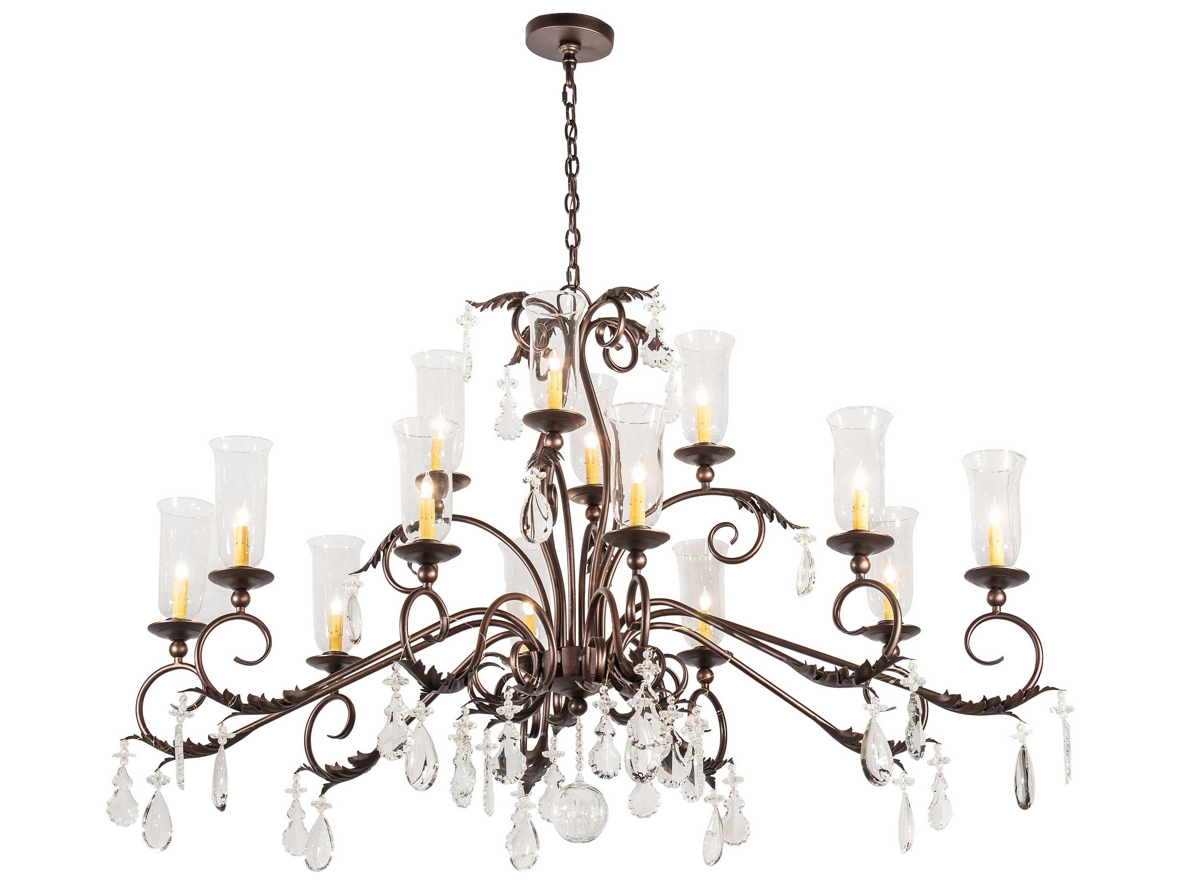 14-Light Bronze Crystal Glass Bell Island Pendant