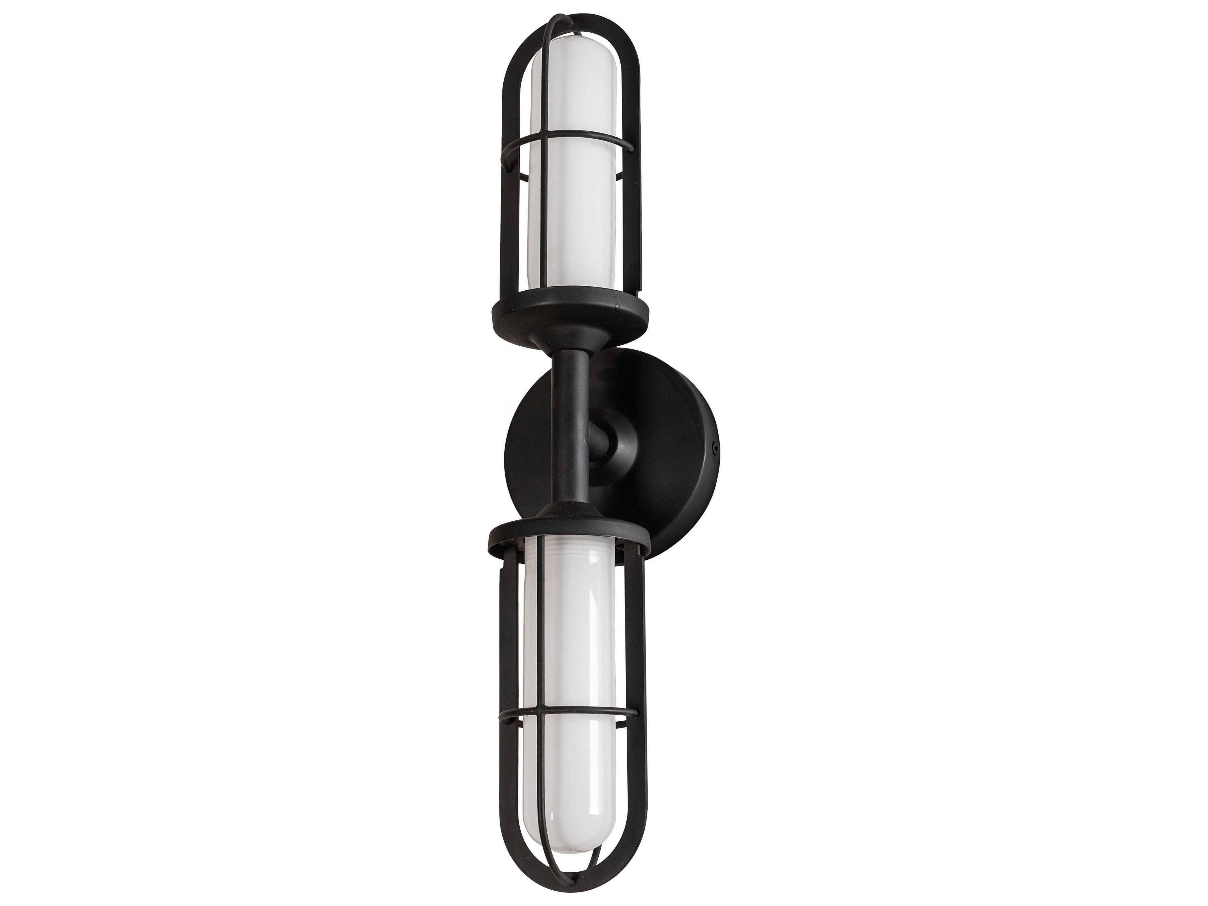 Jaula 2-Light Black White Glass LED Wall Sconce