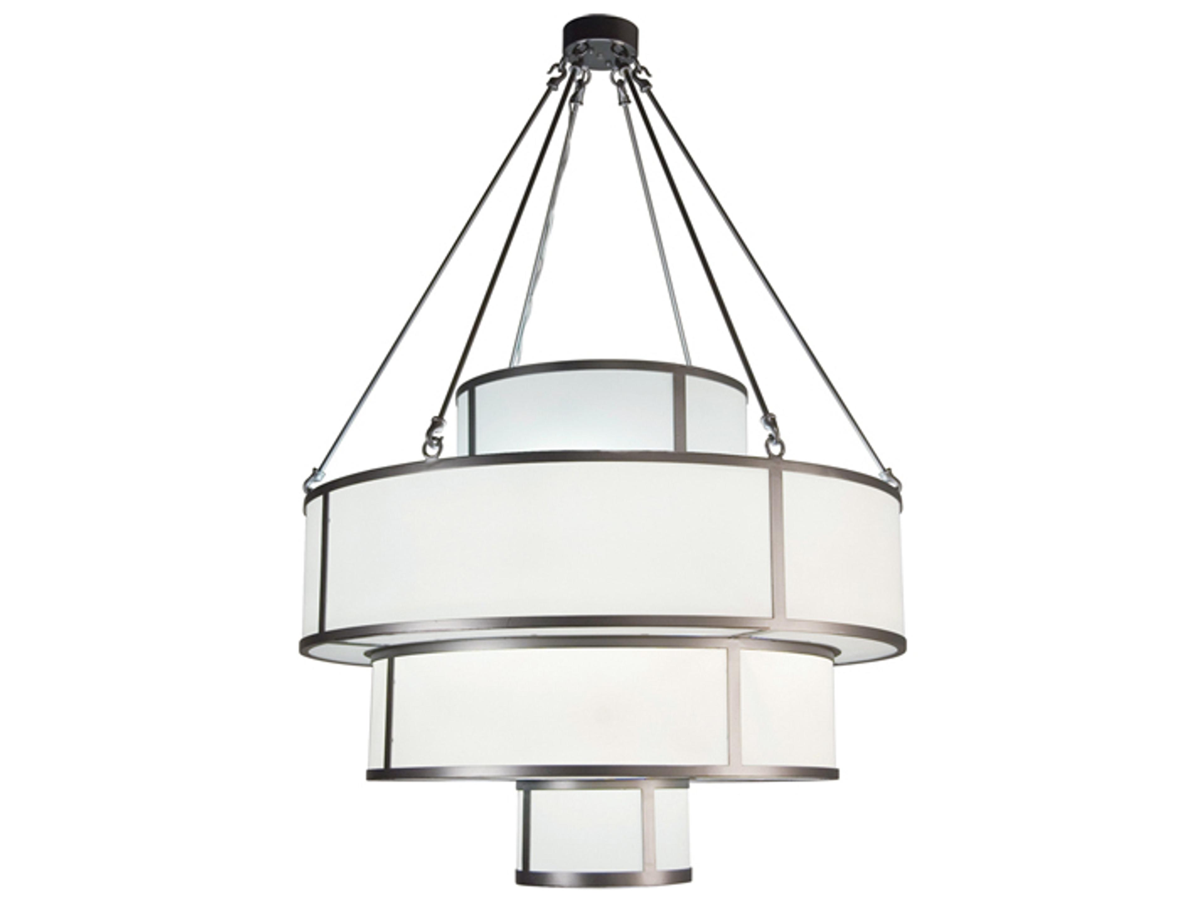 Jayne 12-Light Pewter White Drum Tiered Pendant