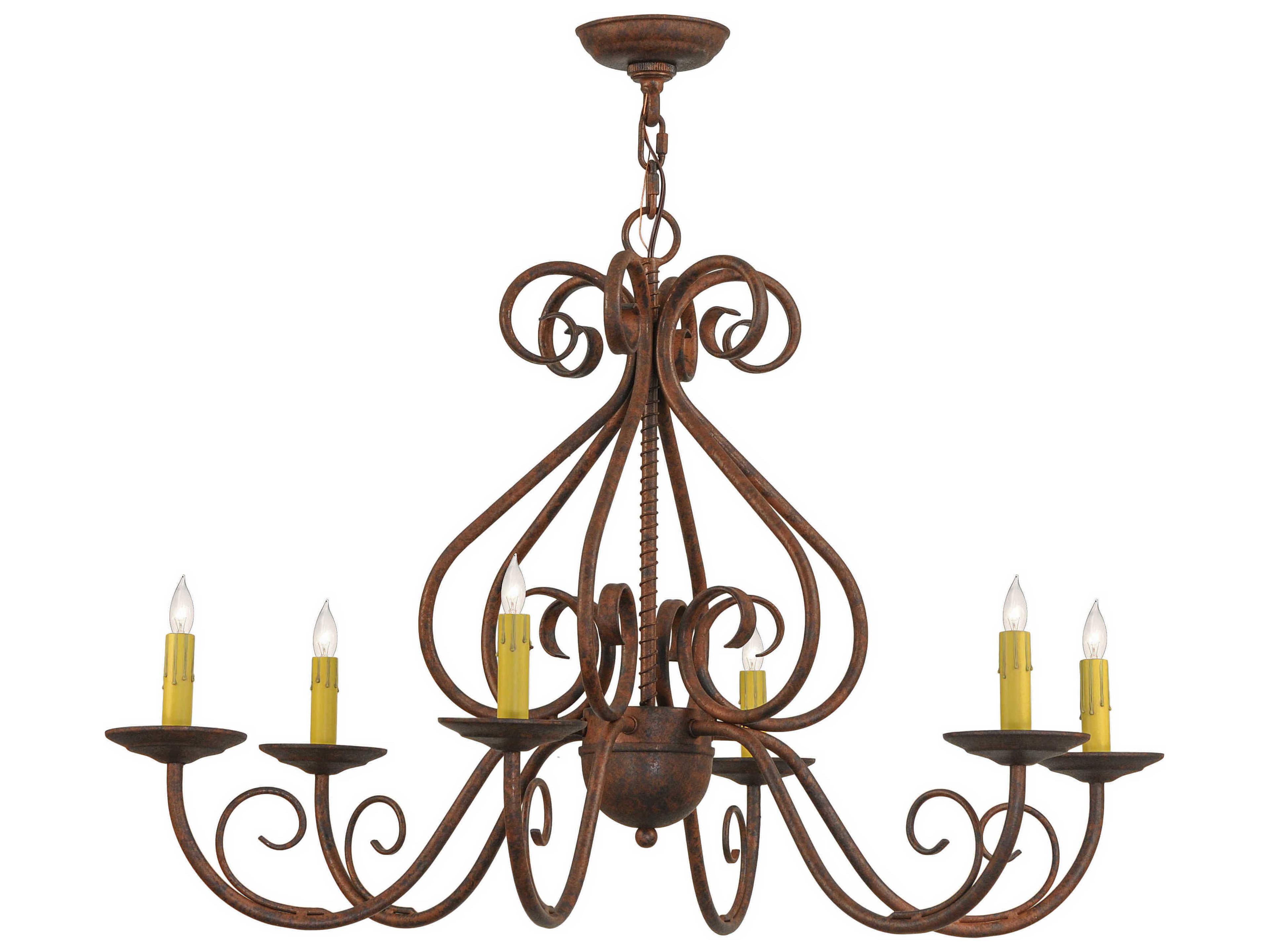 Jenna 6-Light Rust Brown Candelabra Chandelier