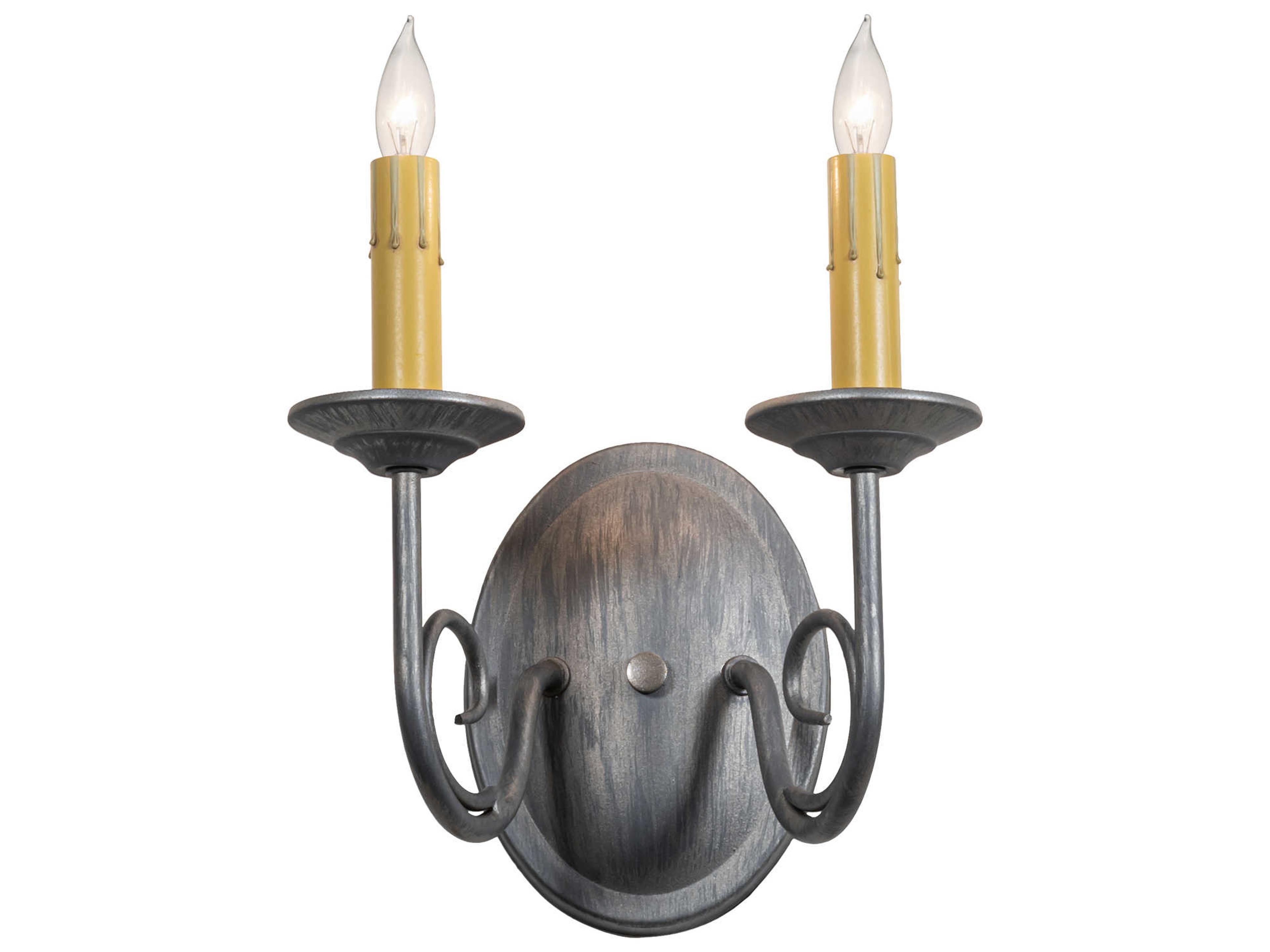 Jenna 2-Light Antique Charred Iron Gray Wall Sconce