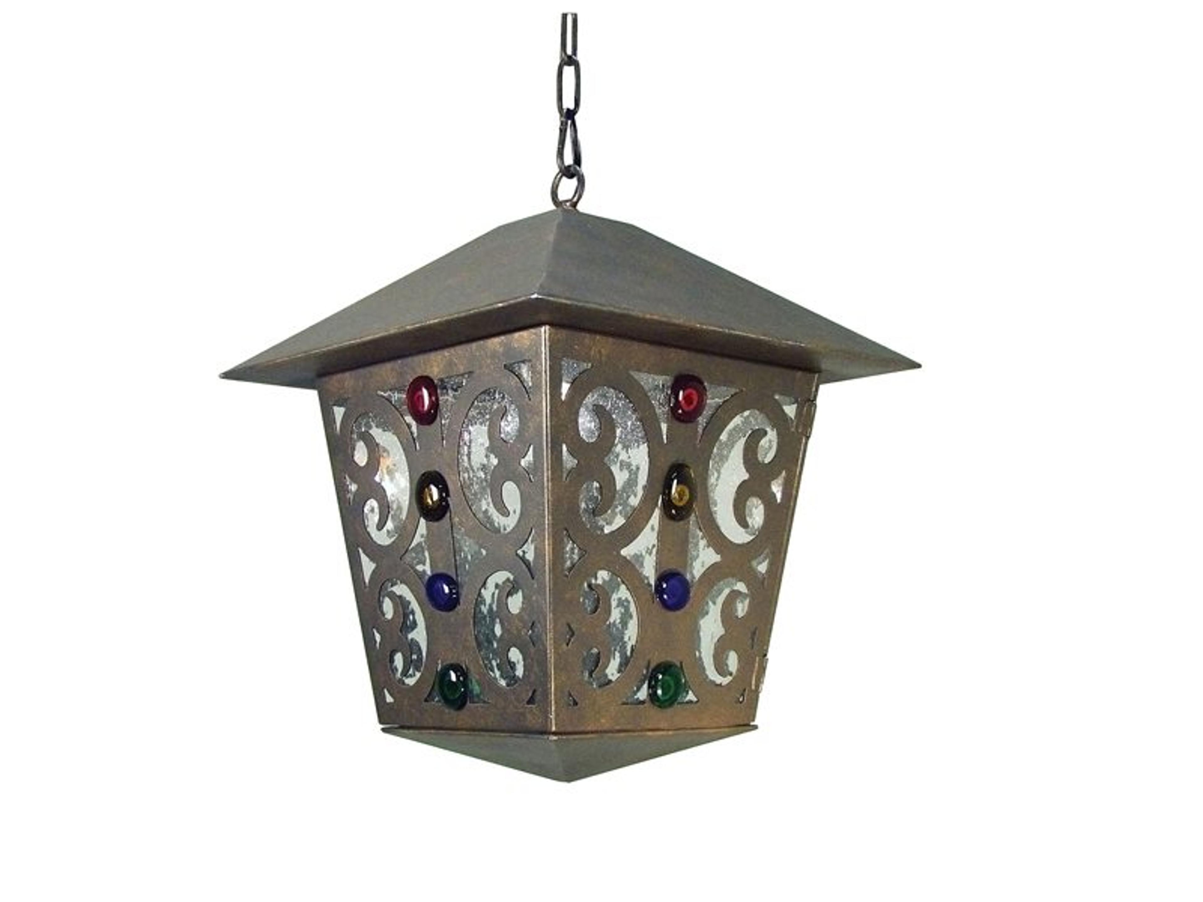 Julie 1-Light Gilded Tobacco Blue Glass Lantern Pendant