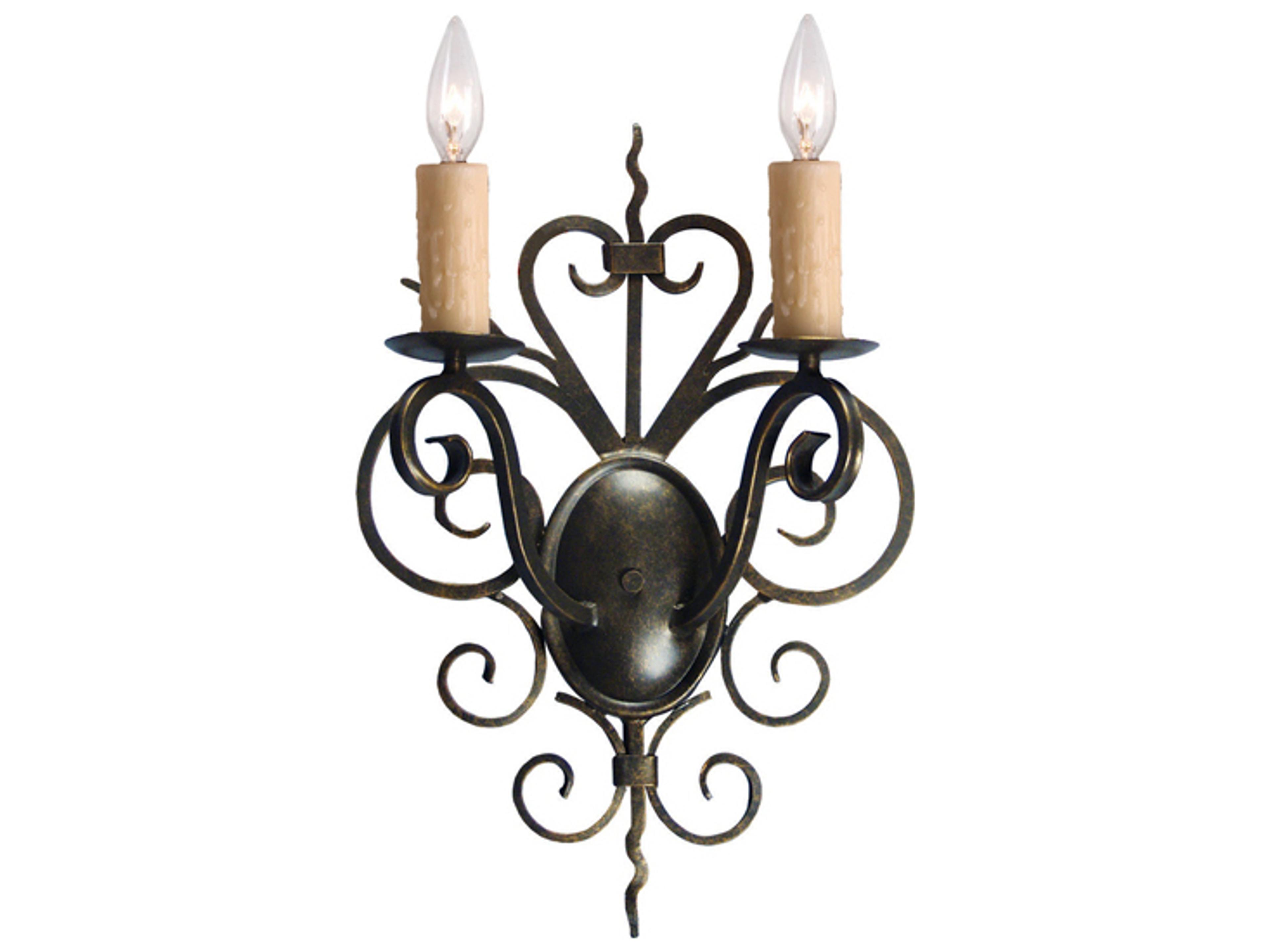 Kenneth 2-Light Gilded Tobacco Brown Wall Sconce