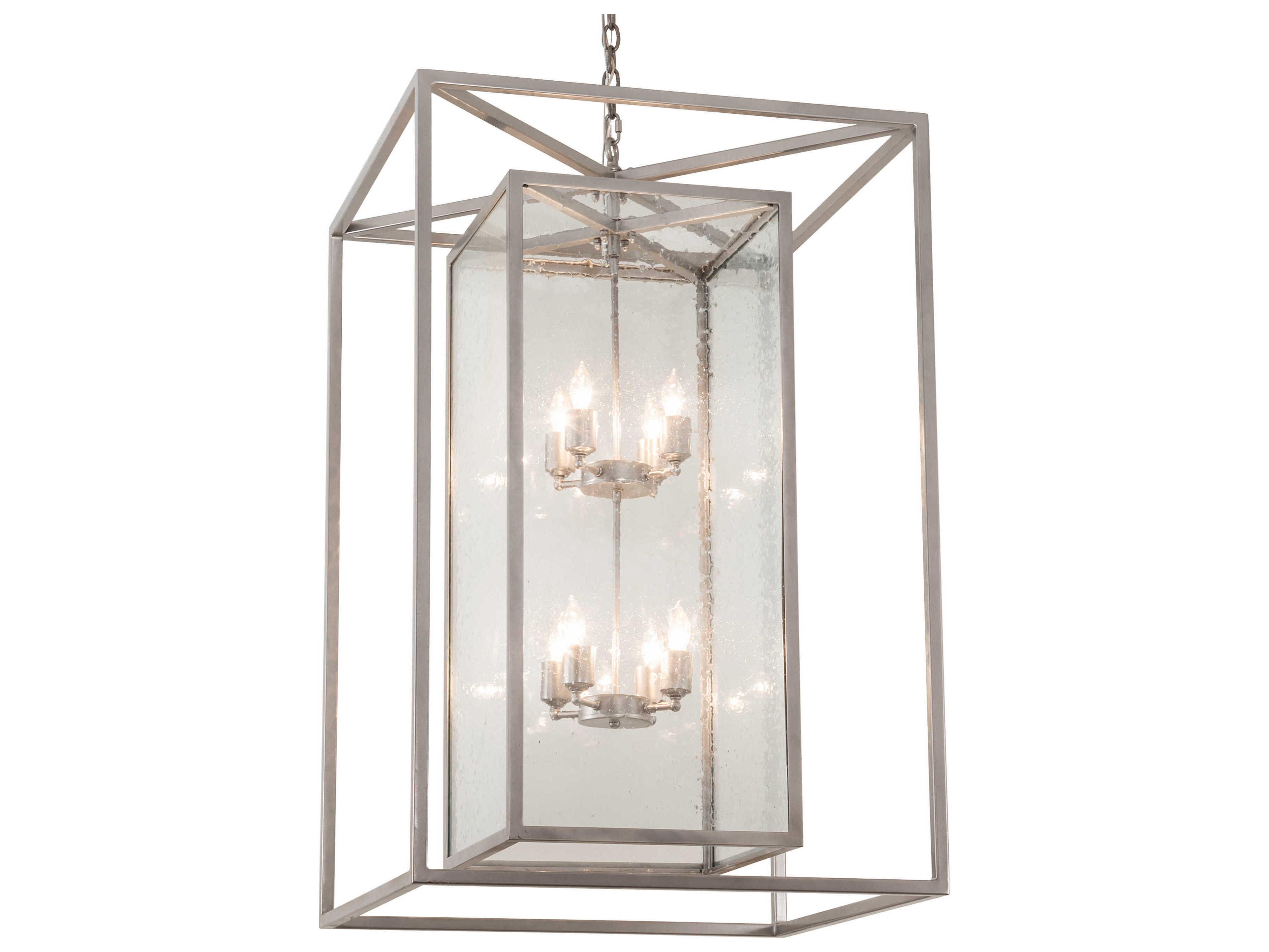 Kitzi Box 8-Light Nickel Clear Glass Candelabra Geometric Chandelier