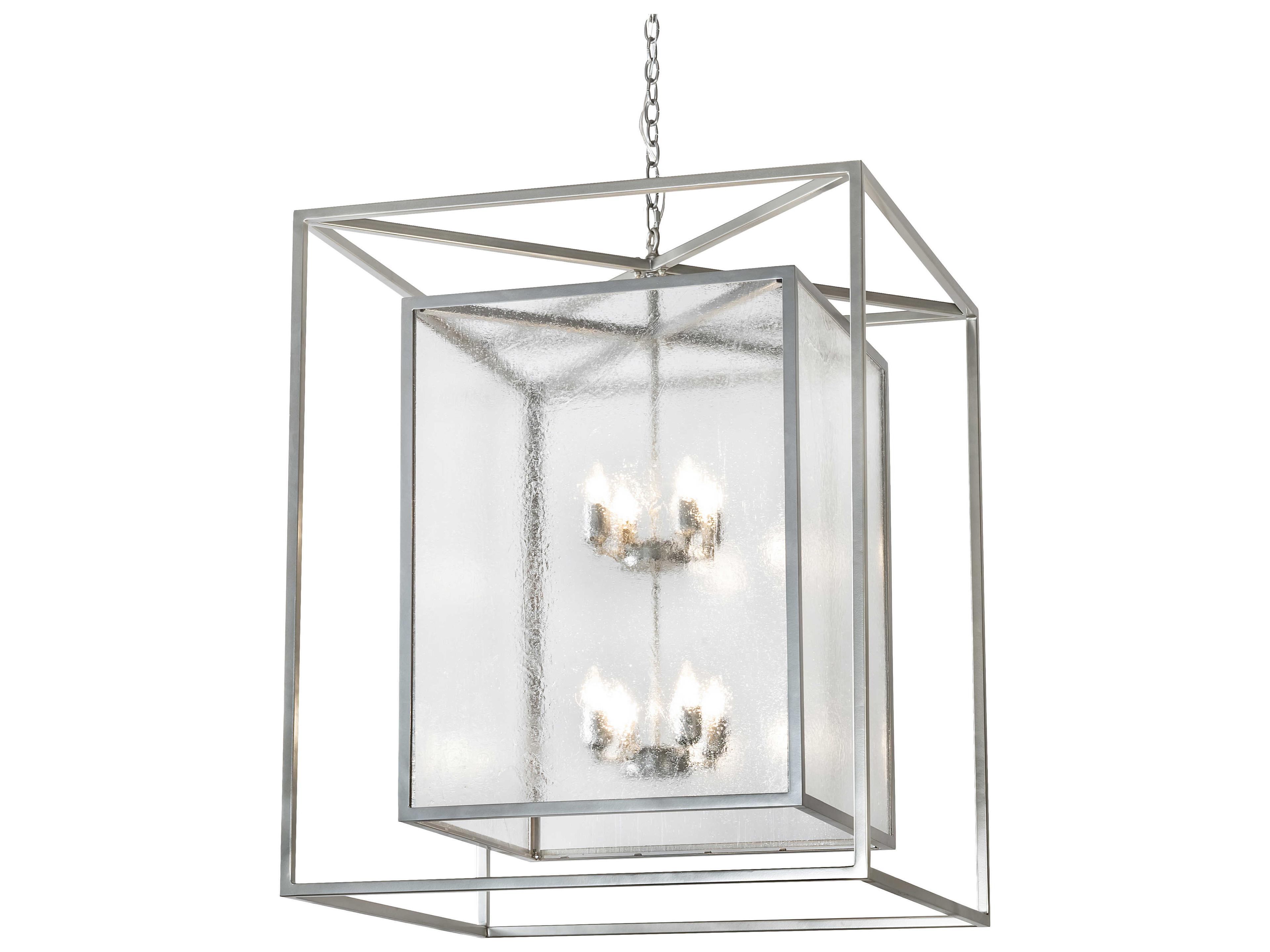 Kitzi Box 8-Light Nickel Glass Candelabra Geometric Tiered Chandelier