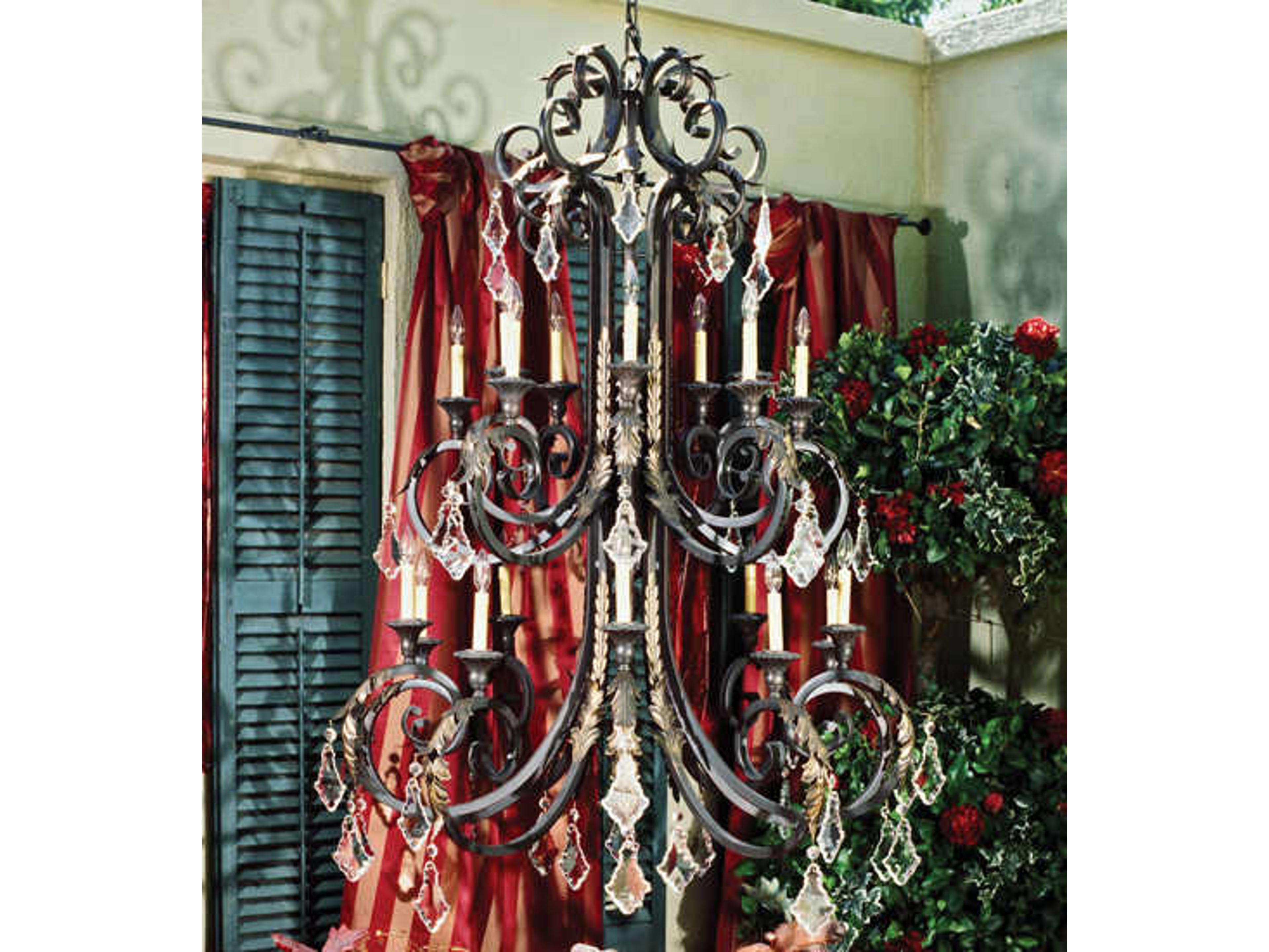 Serratina 20-Light Bronze Crystal Candelabra Chandelier
