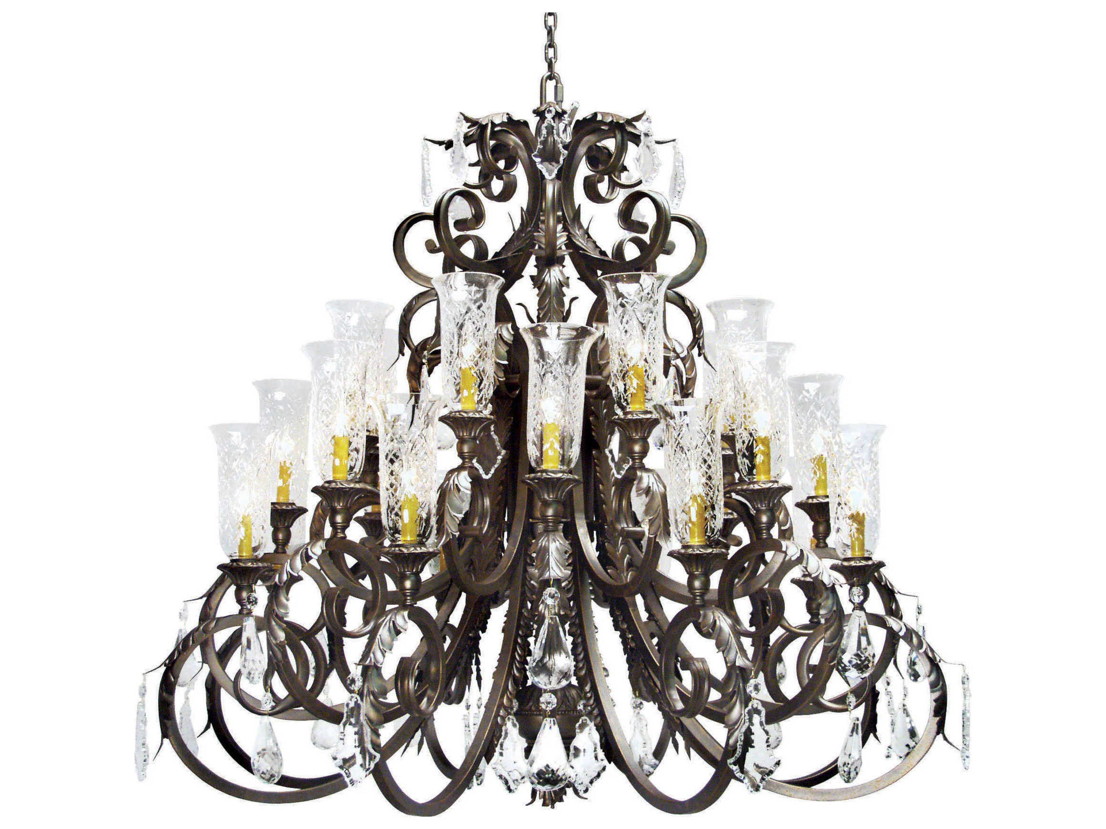Serratina 24-Light Brown Crystal Glass Bell Chandelier