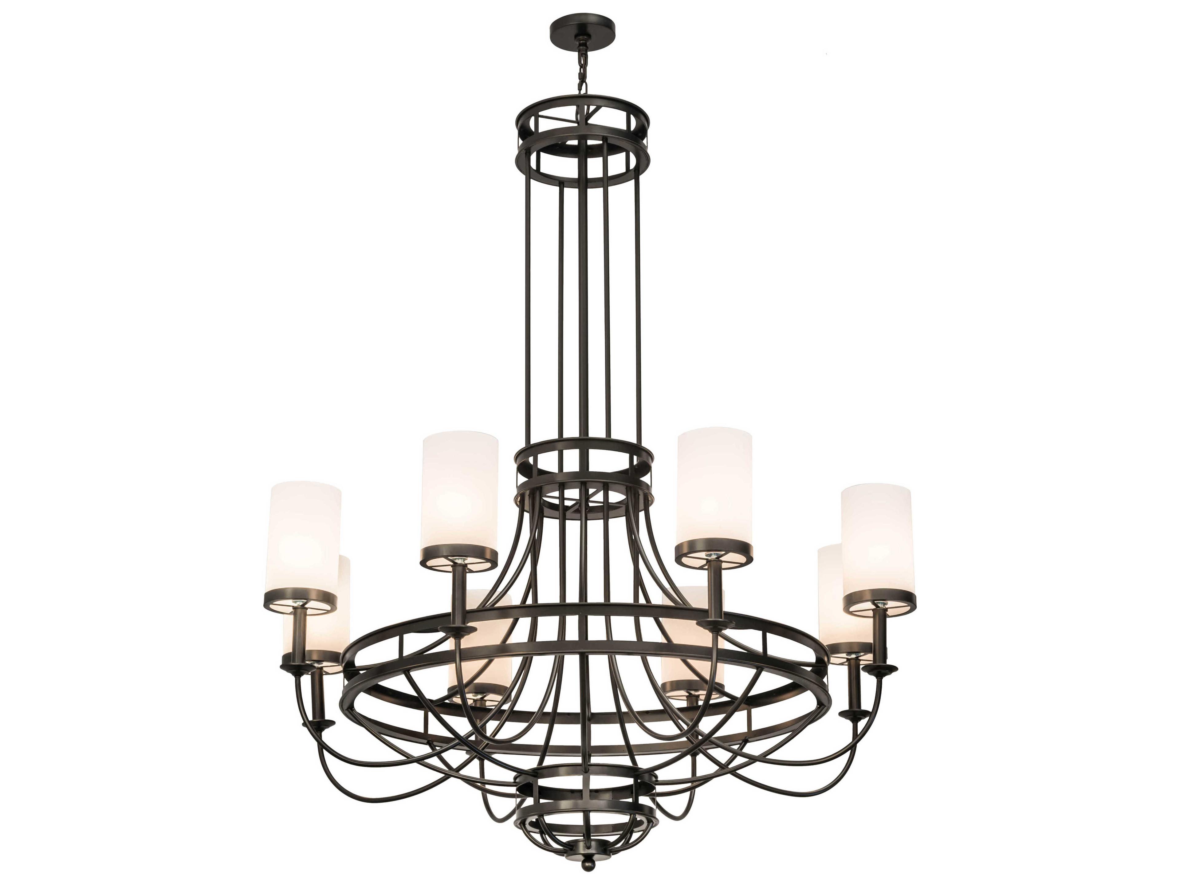 8-Light Bronze Cylinder Chandelier