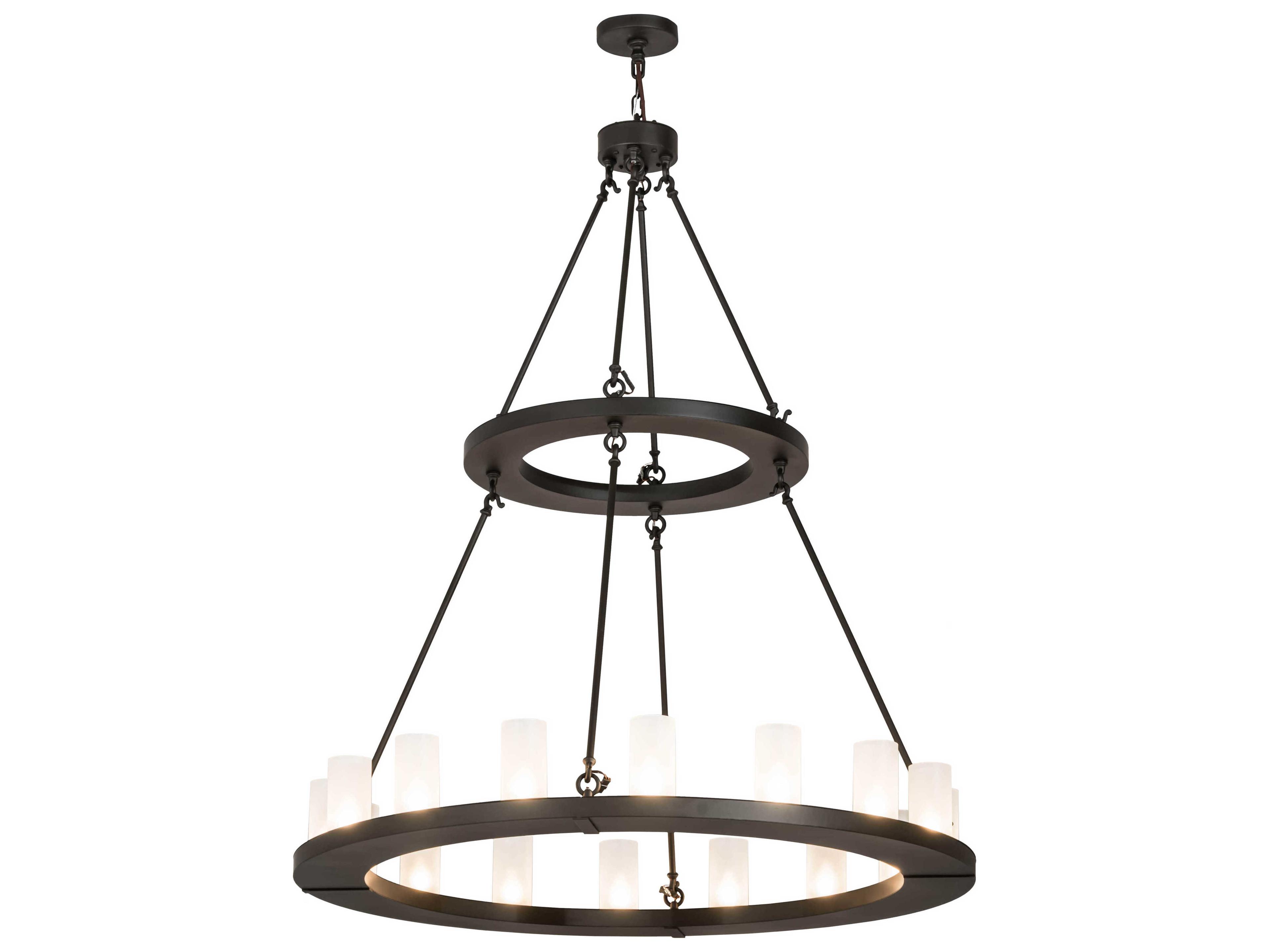 Loxley 16-Light Bronze Glass Cylinder Round Chandelier