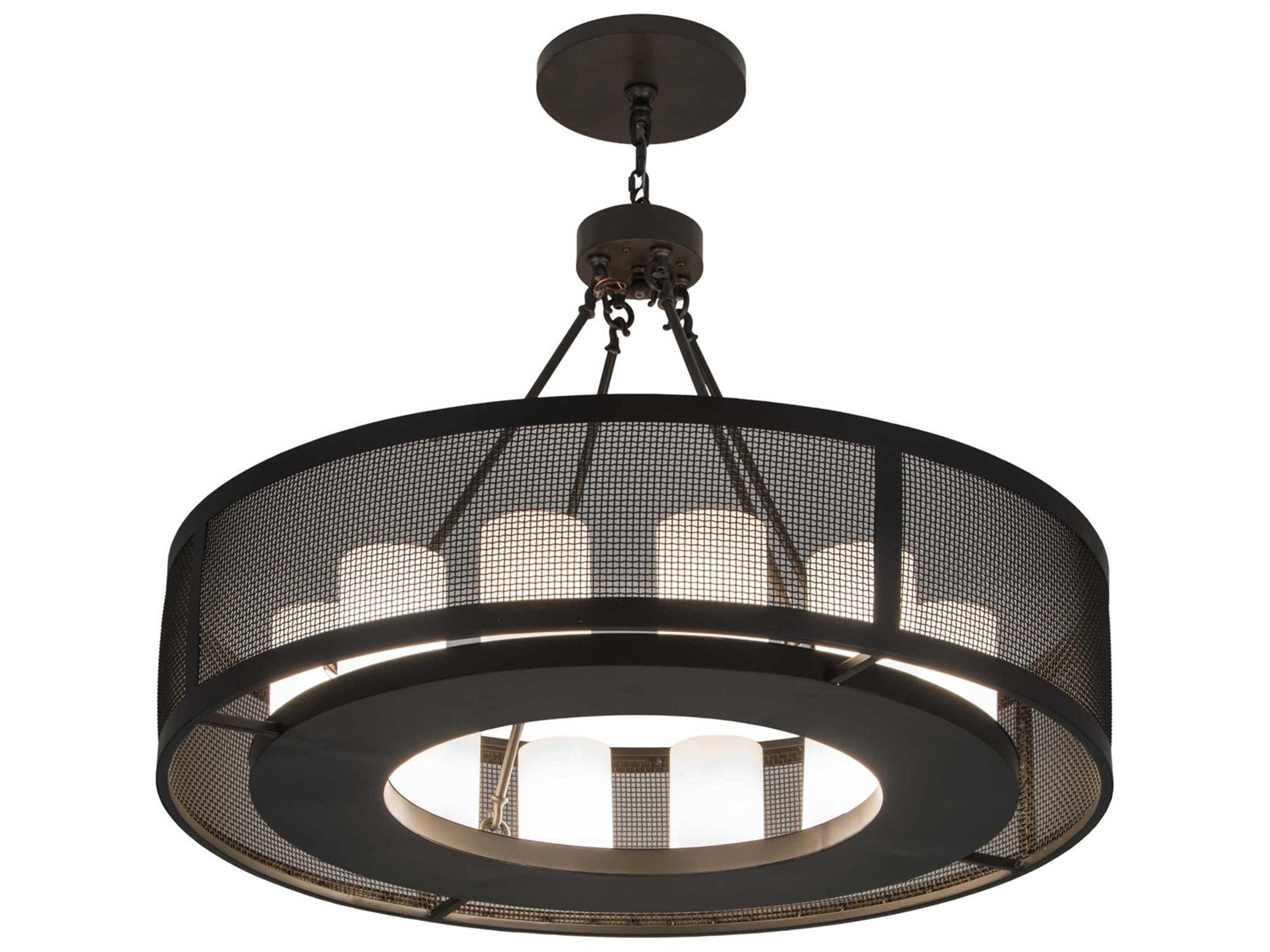 Loxley 12-Light Bronze Glass Cylinder Round Chandelier