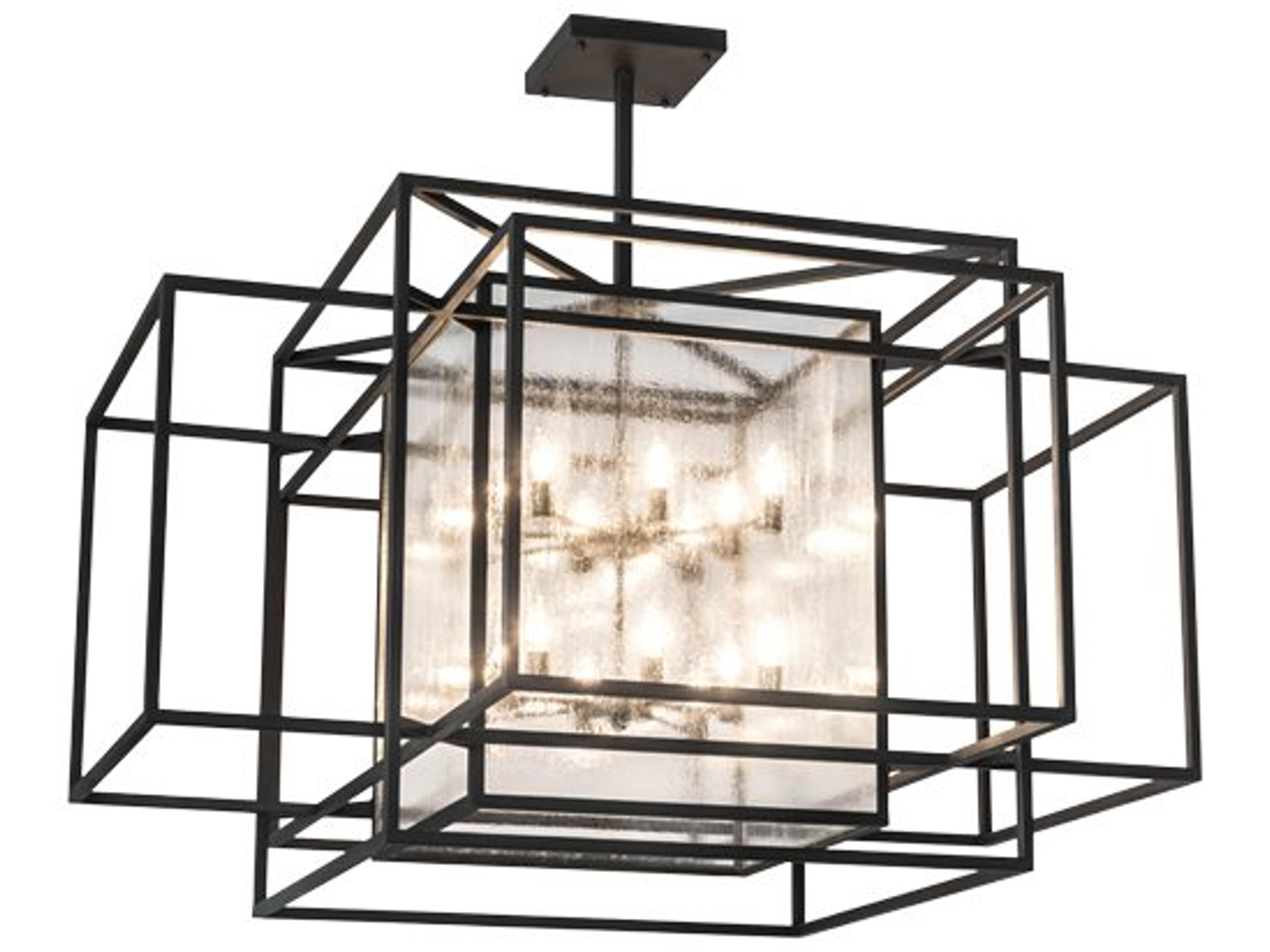 Kitzi Box 16-Light Black Glass Candelabra Tiered Chandelier