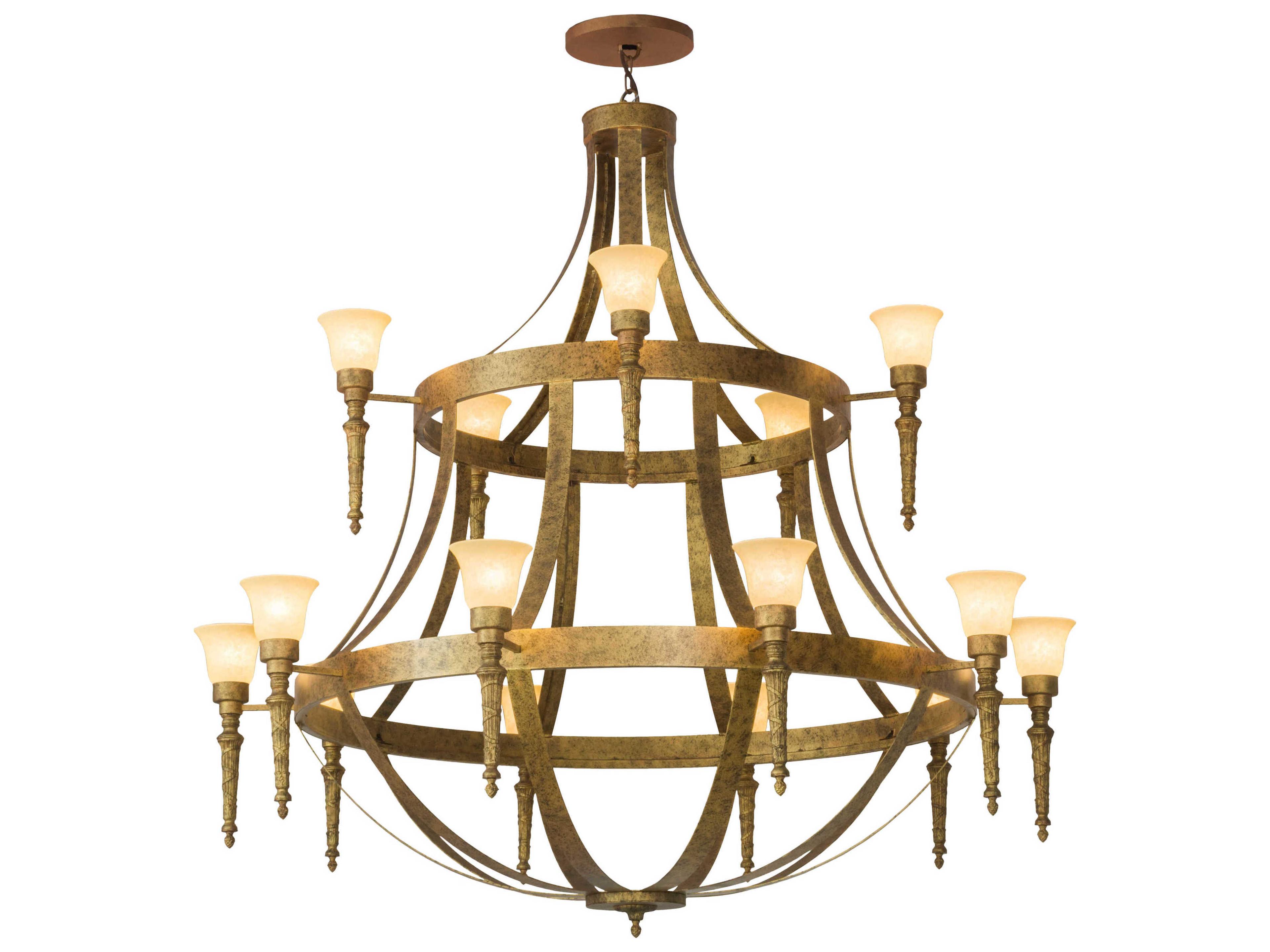 Meyda 15-Light Gold Glass Bell Tiered Chandelier