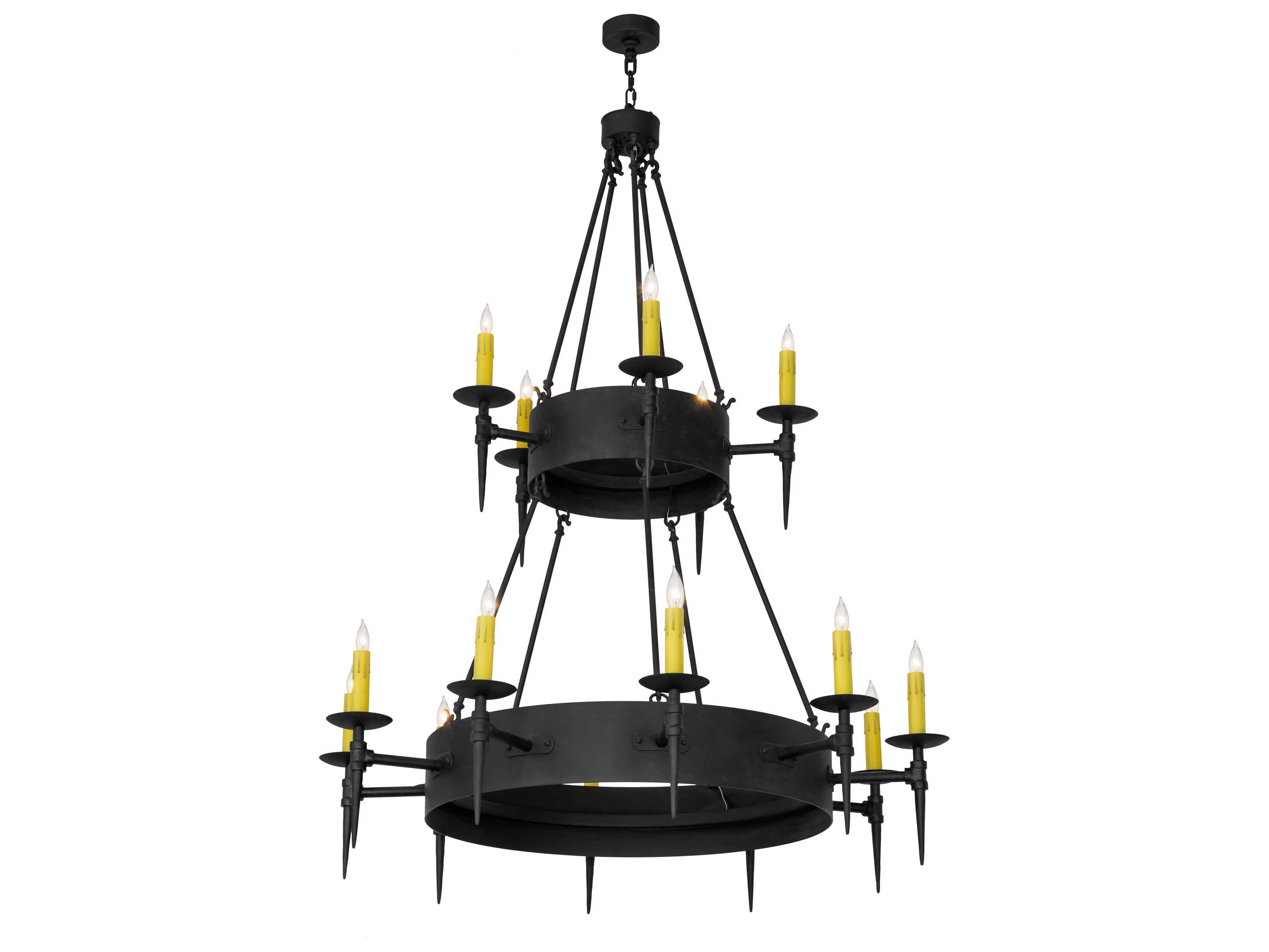 15-Light Black Glass Candelabra Chandelier