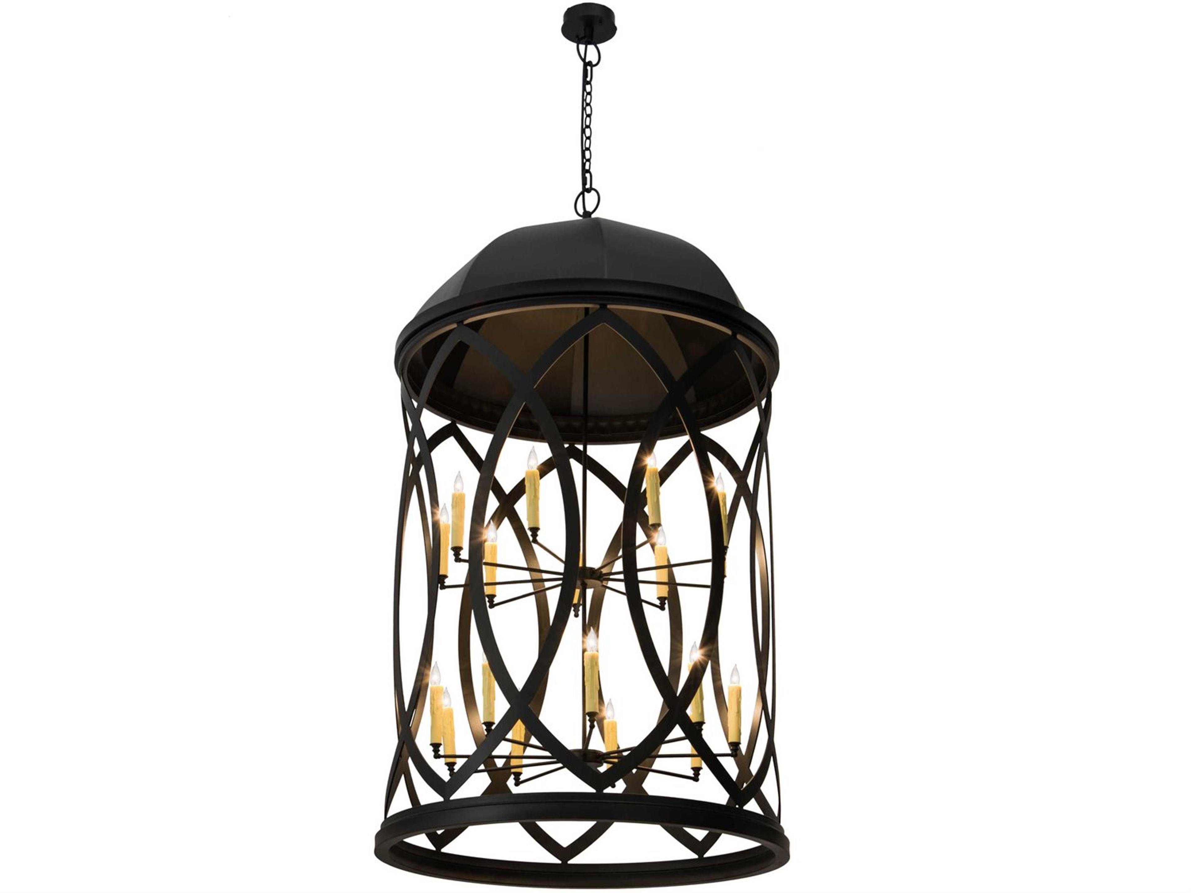 Meyda 18-Light Black Glass Candelabra Cylinder Chandelier