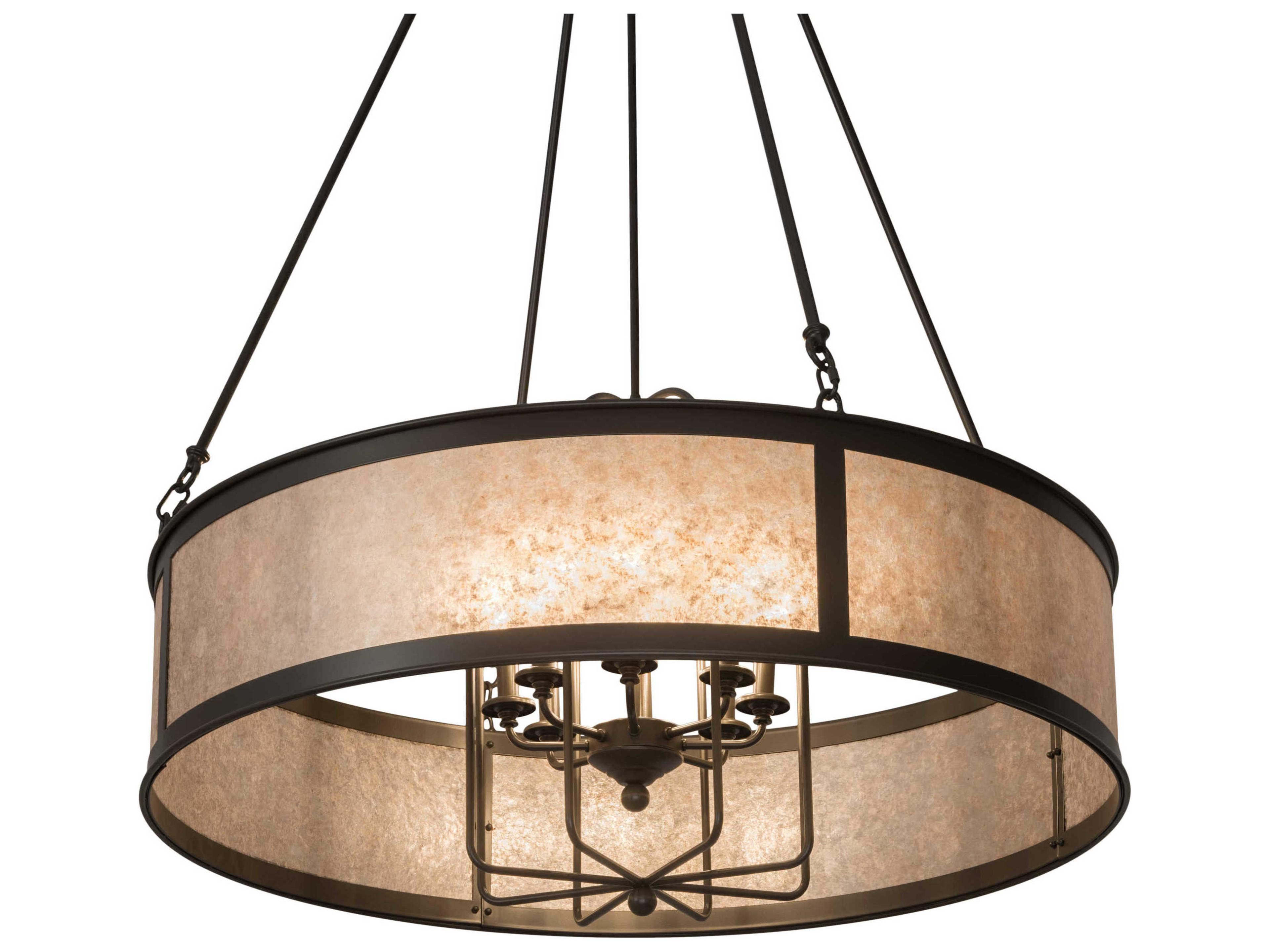 8-Light Bronze Glass Candelabra Round Chandelier