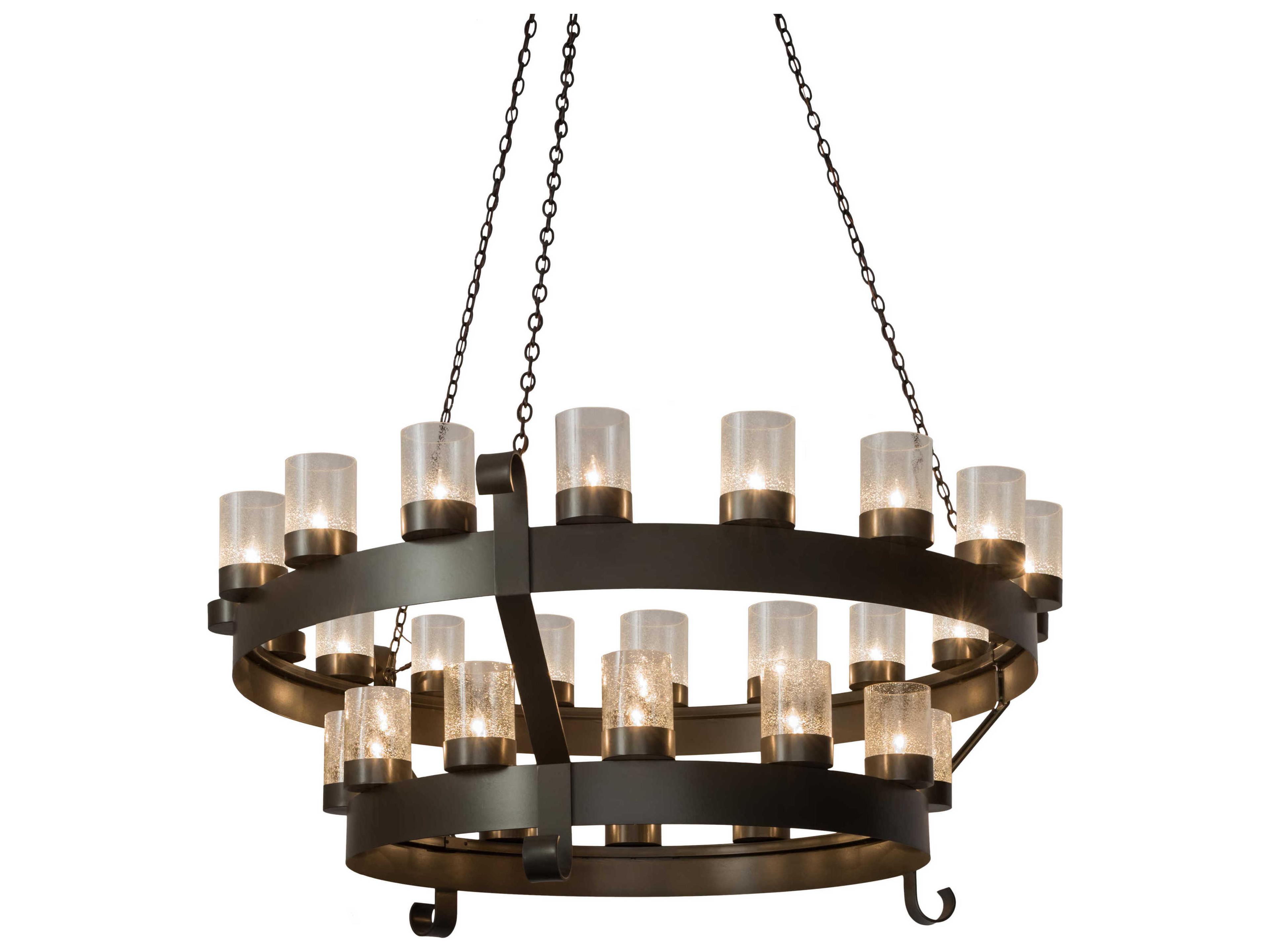 30-Light Brown Glass Cylinder Chandelier