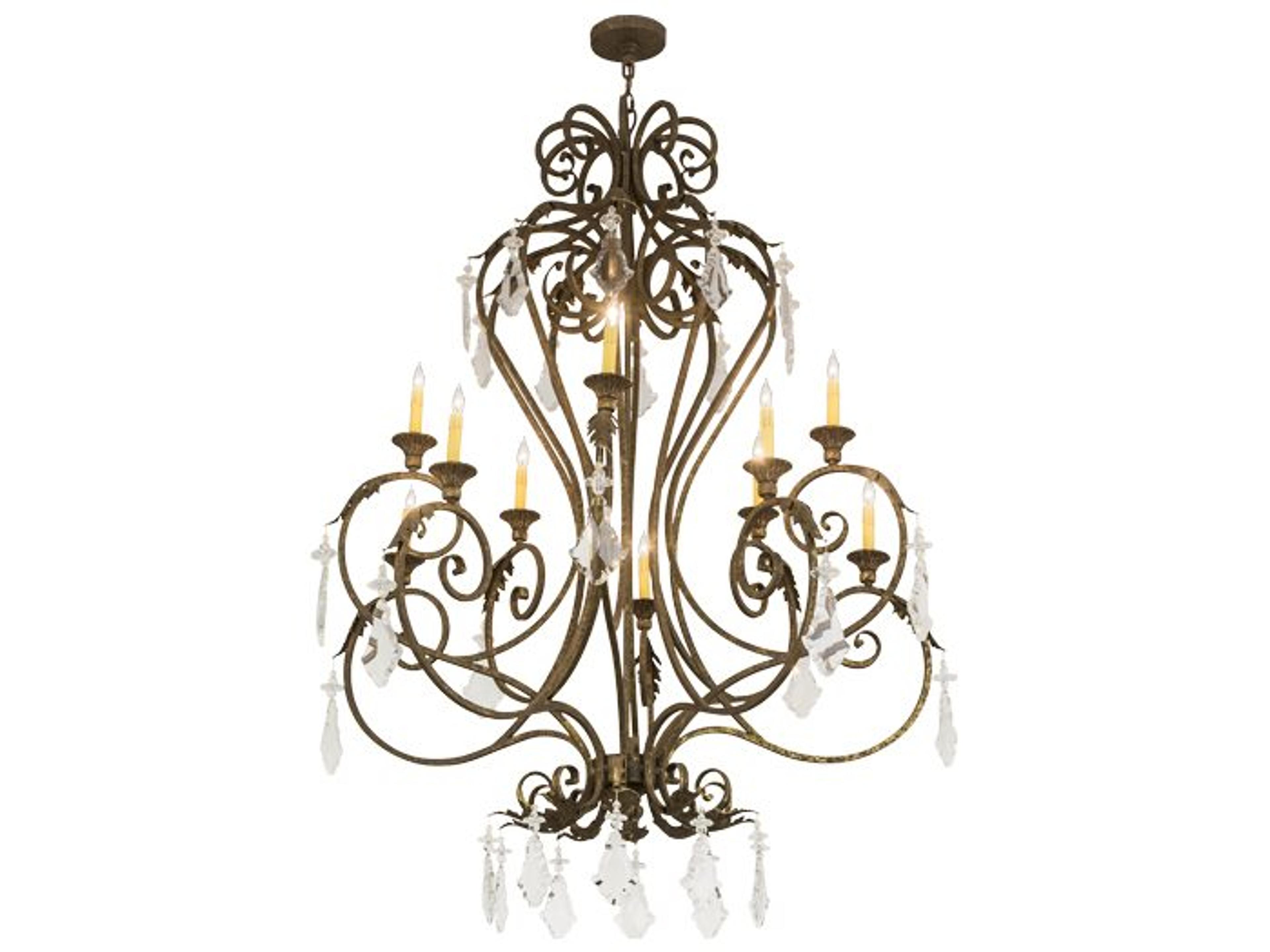 Josephine 10-Light Brown Crystal Glass Candelabra Chandelier