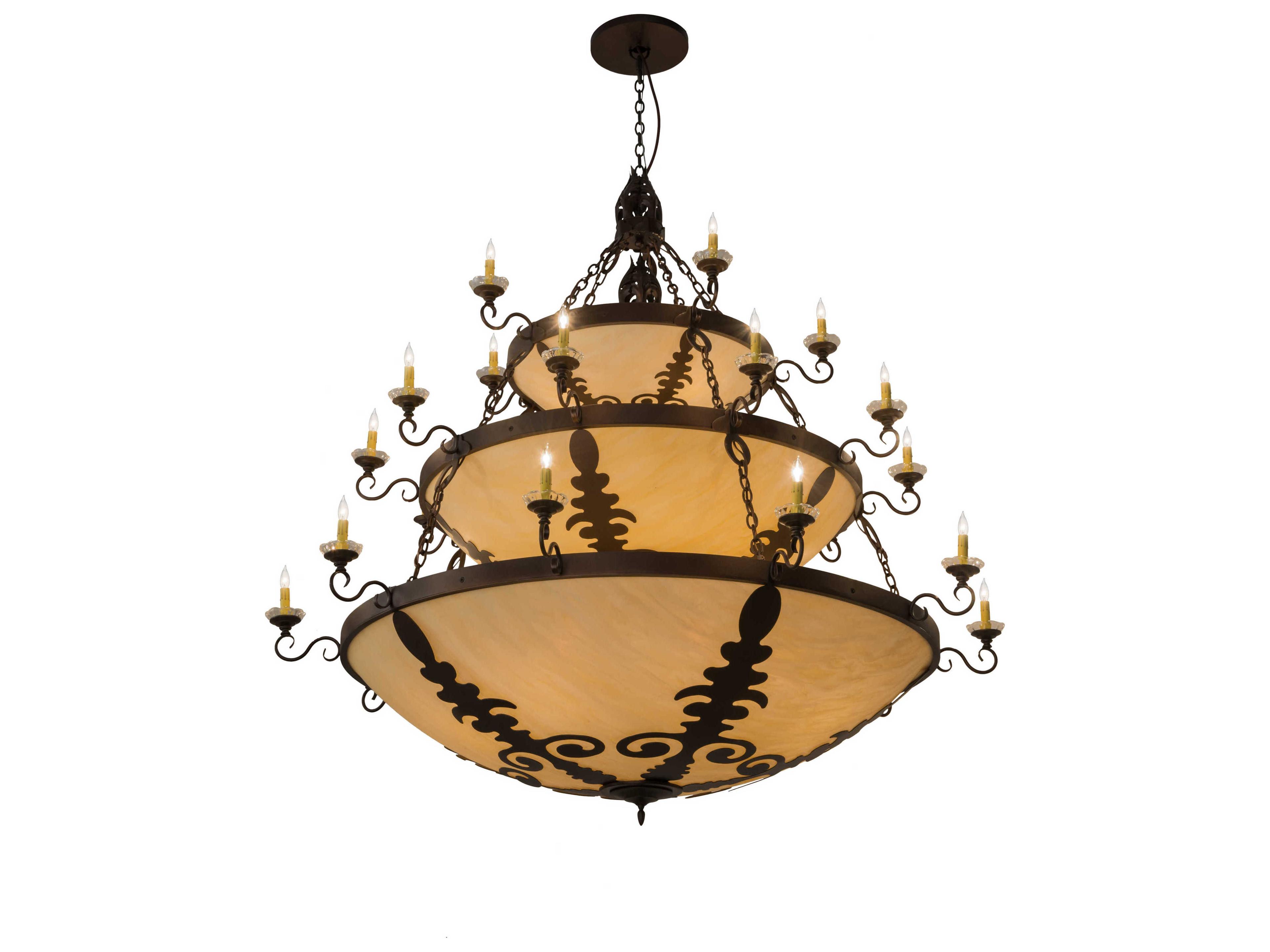 Meyda 1-Light6 25 Bronze Glass Bowl Candelabra Tiered Chandelier