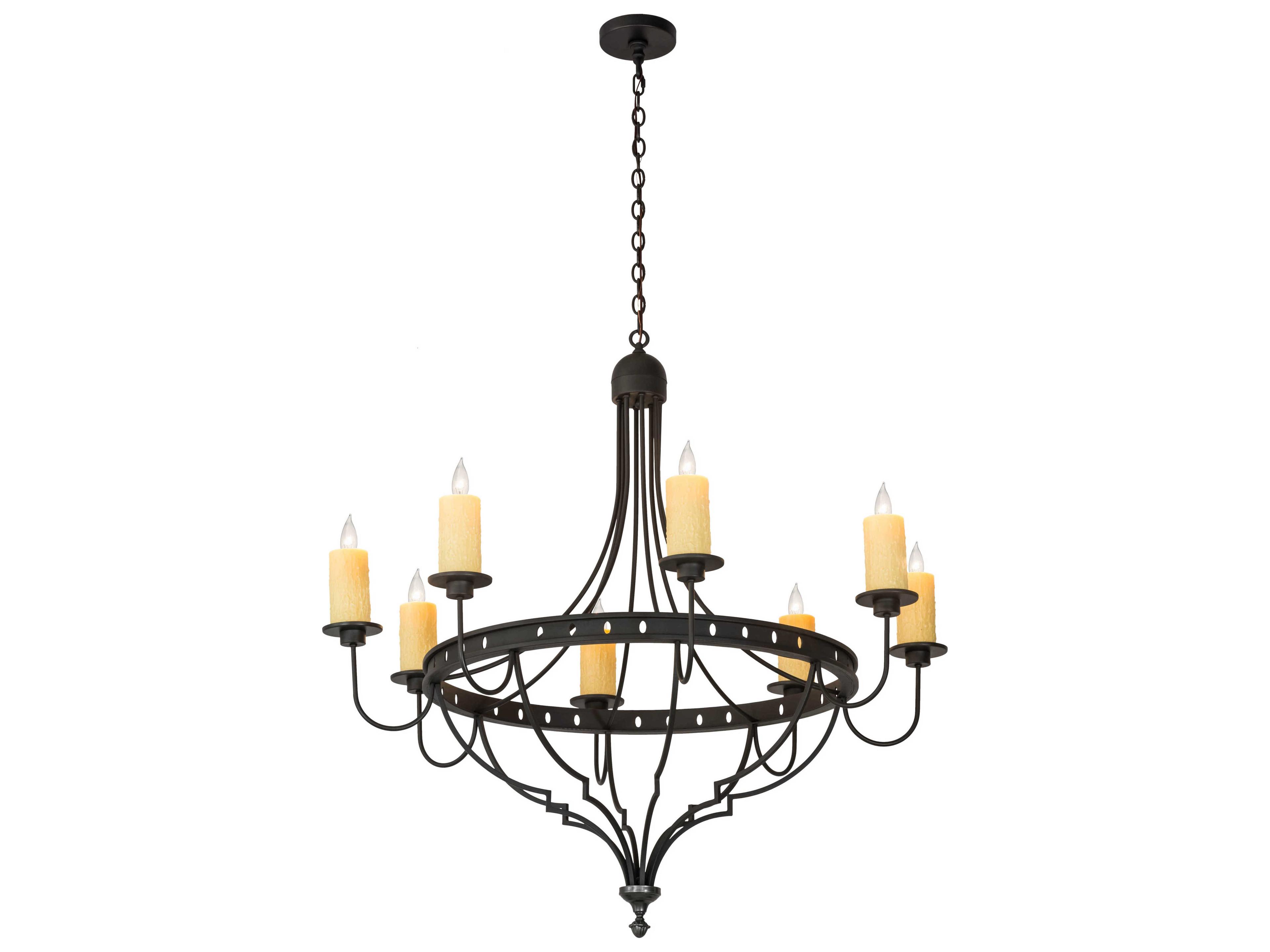 Bottini 8-Light Black Glass Candelabra Chandelier