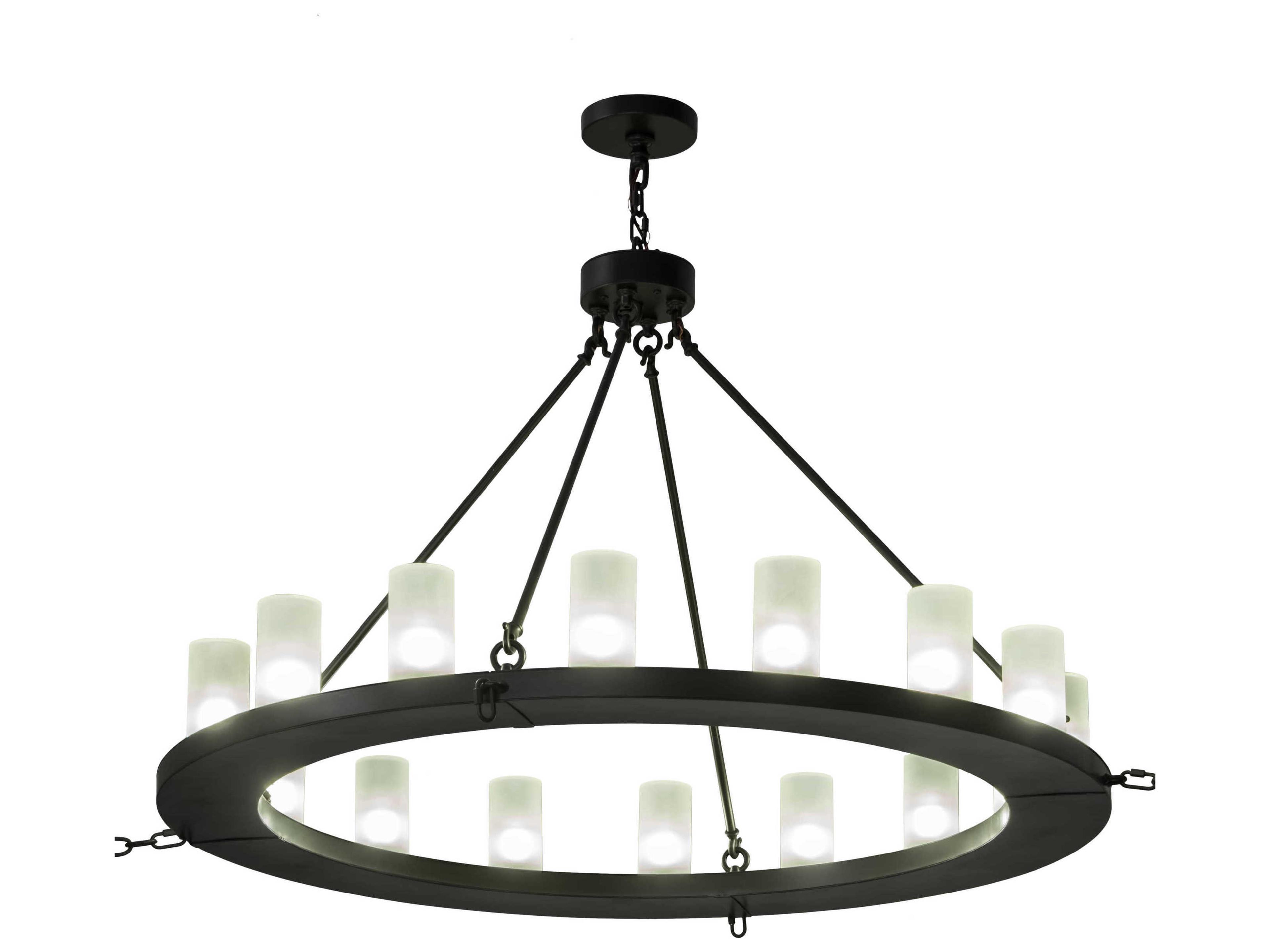 Loxley 16-Light Bronze Glass Cylinder Round Chandelier