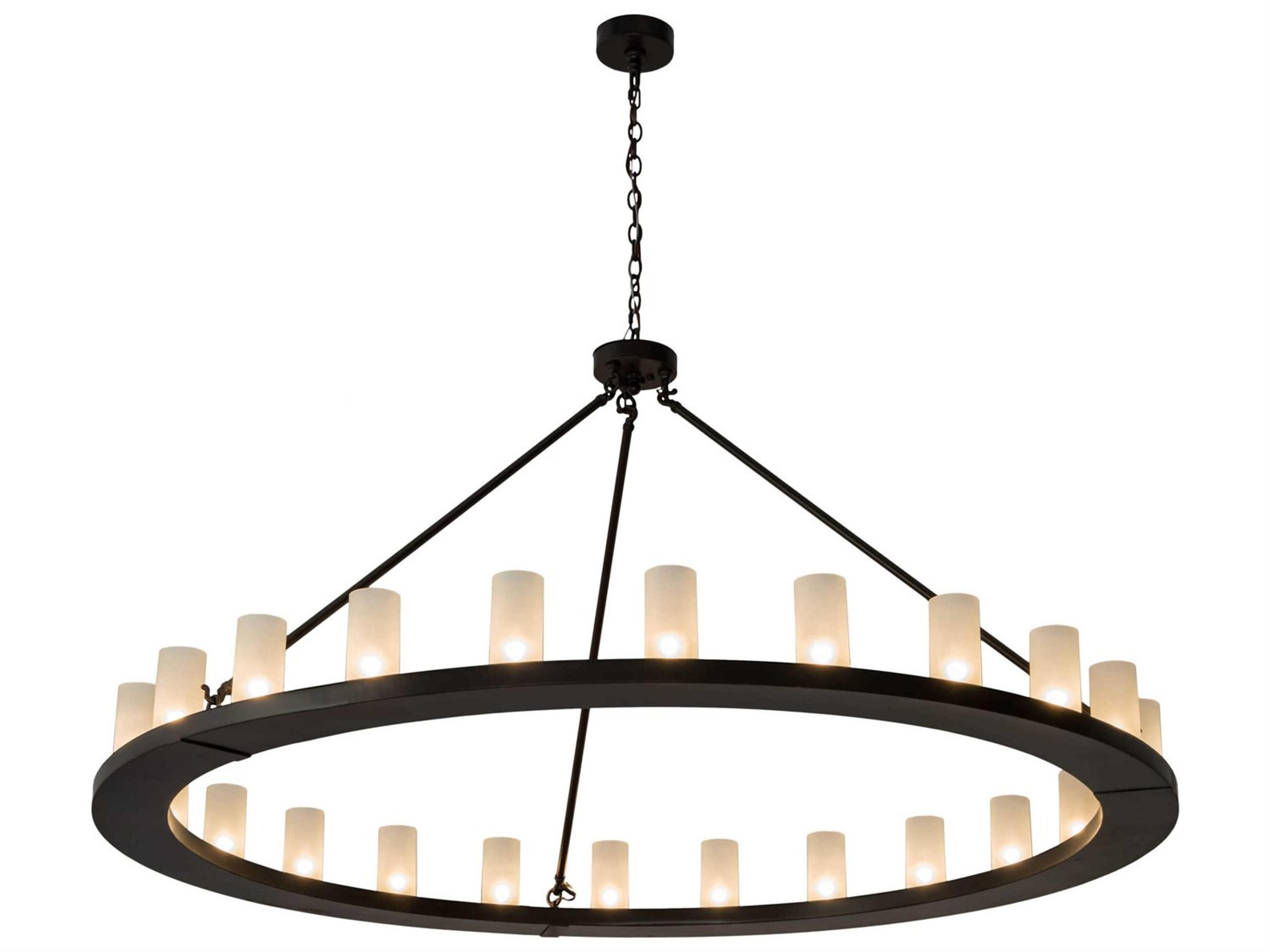 Loxley 24-Light Bronze Glass Cylinder Round Chandelier