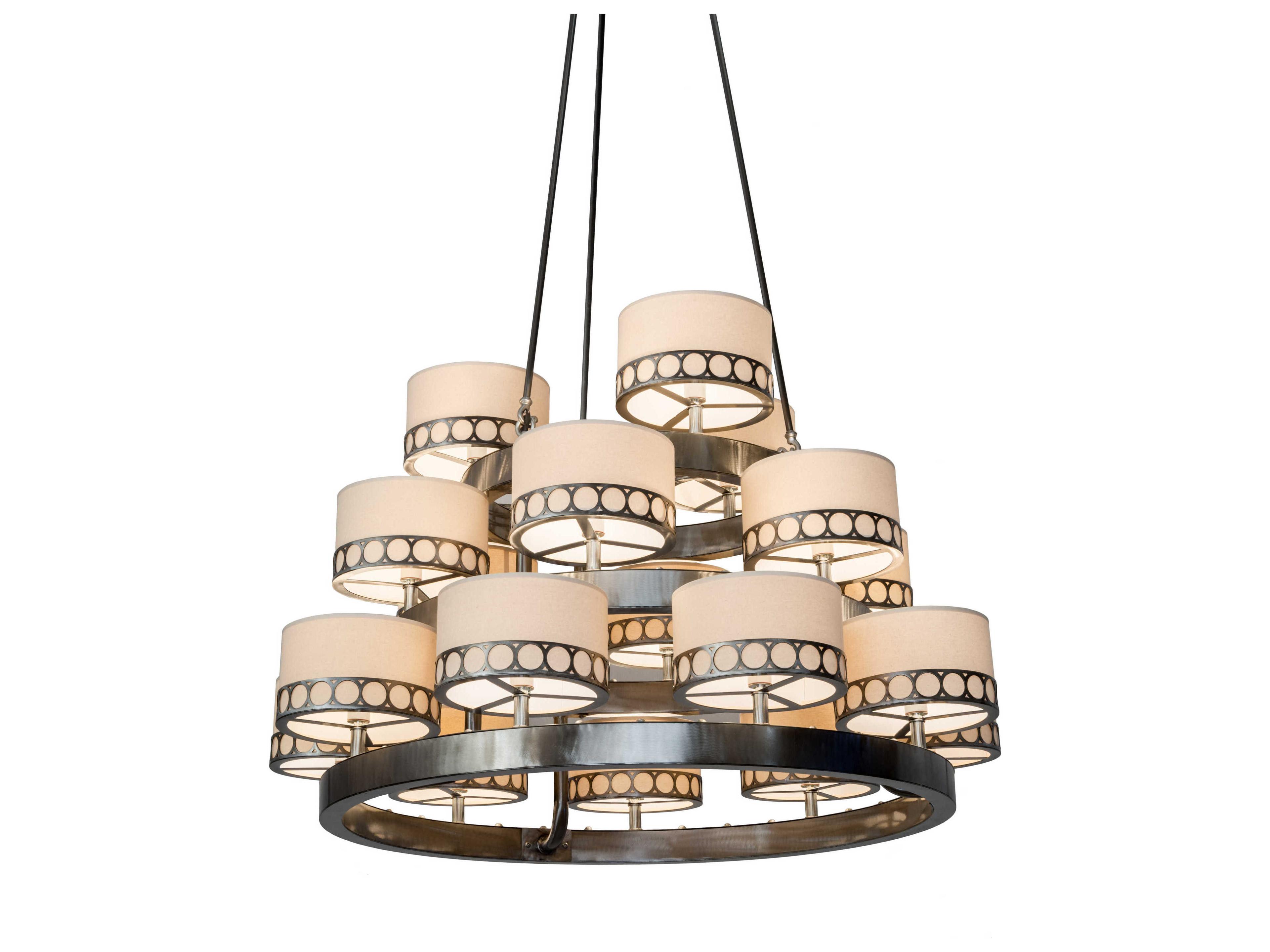 Cilindro 18-Light Steel Glass Drum Chandelier