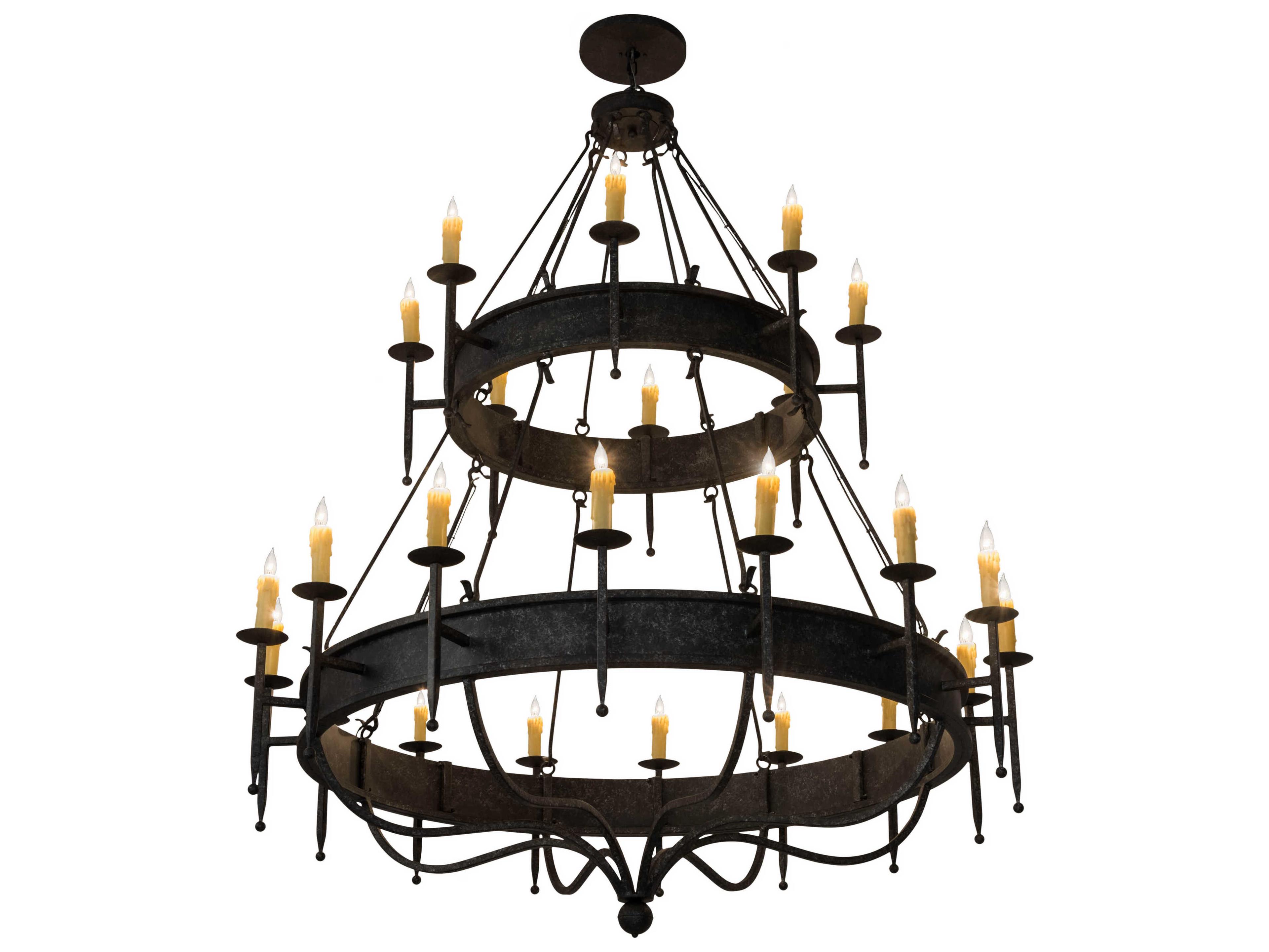 Gina 24-Light Black Glass Candelabra Chandelier