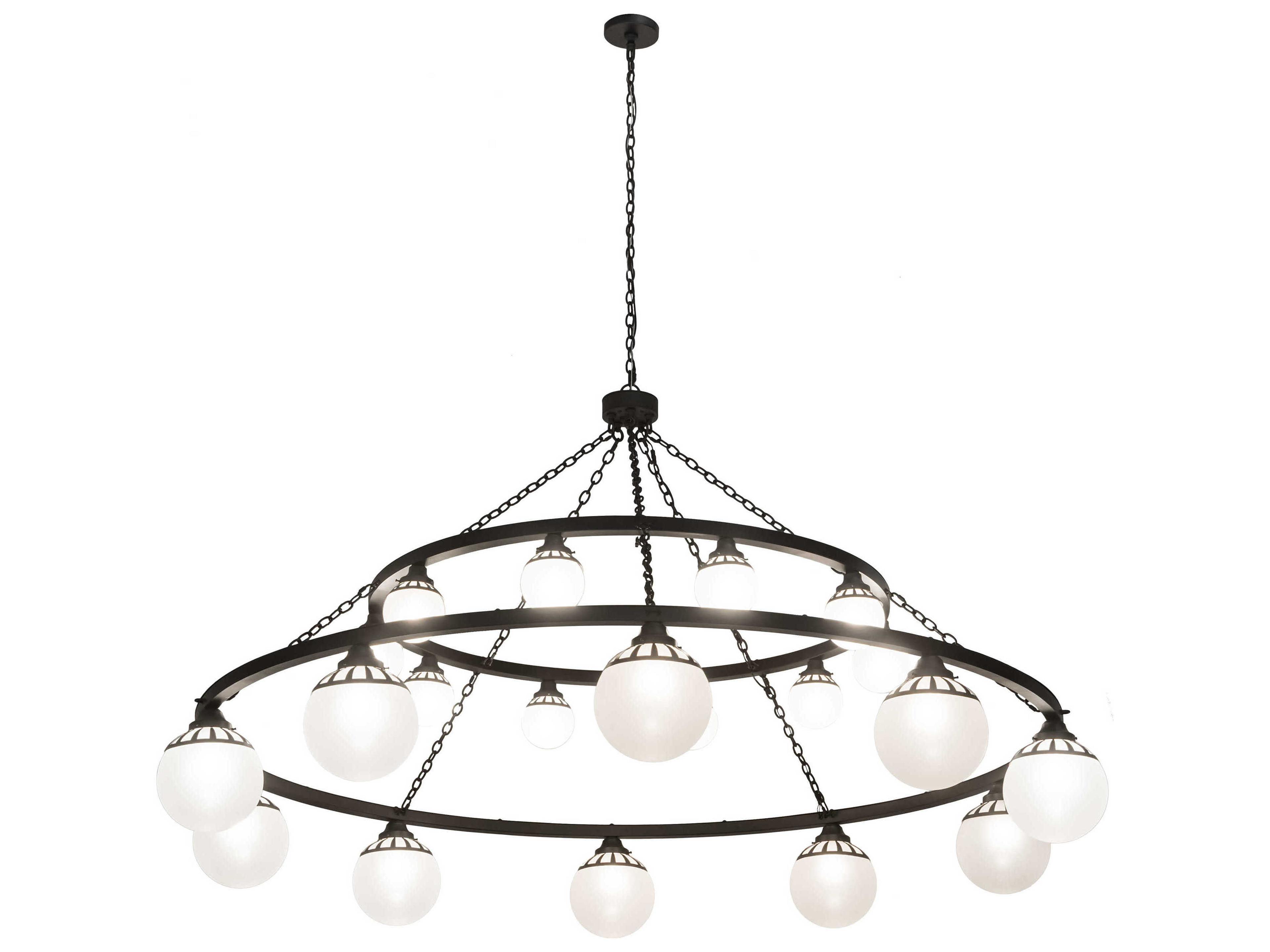 Bola 20-Light Black Glass Globe Tiered Chandelier