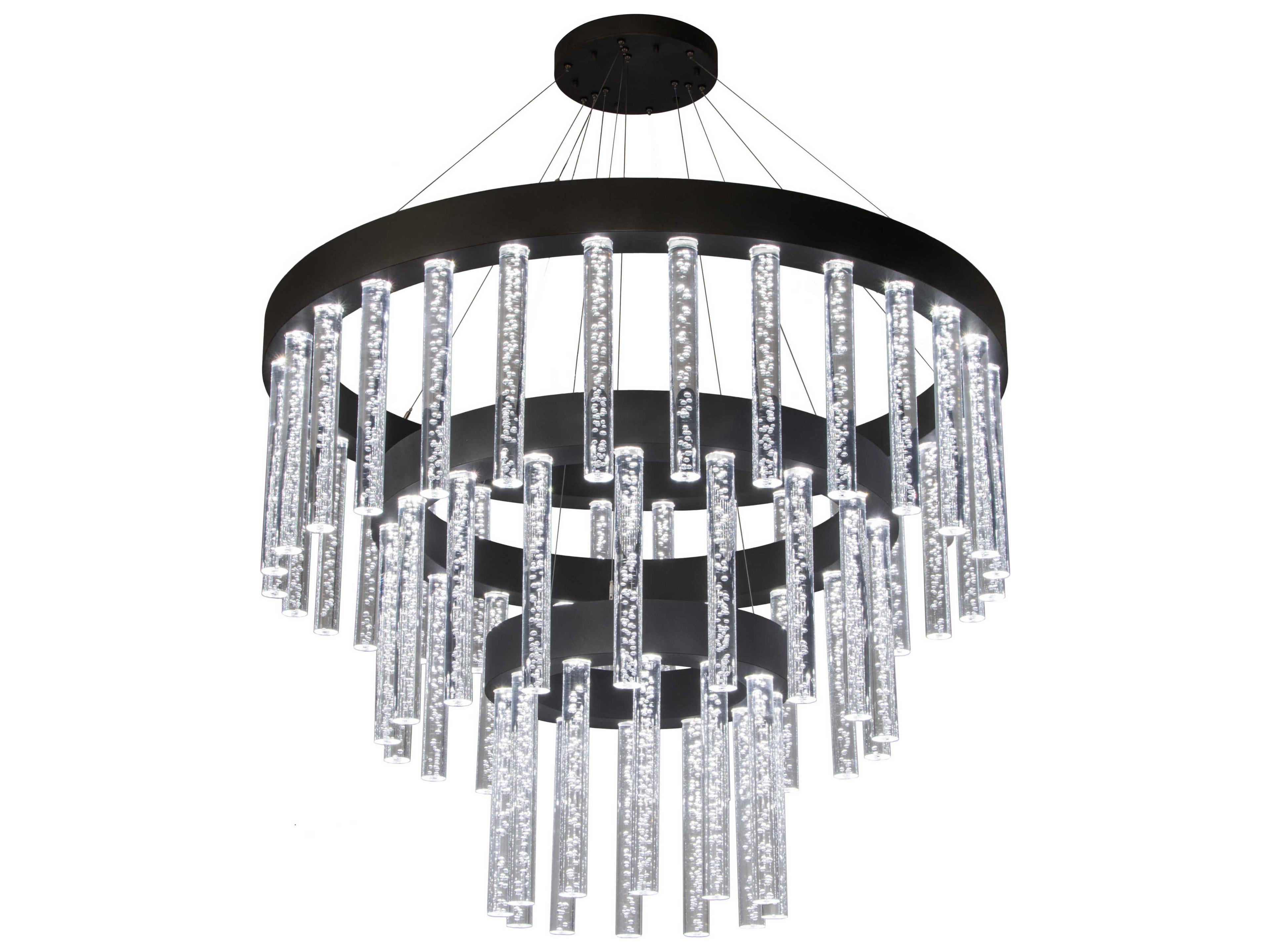 Aquagen Led Gray Crystal Glass Tiered Chandelier
