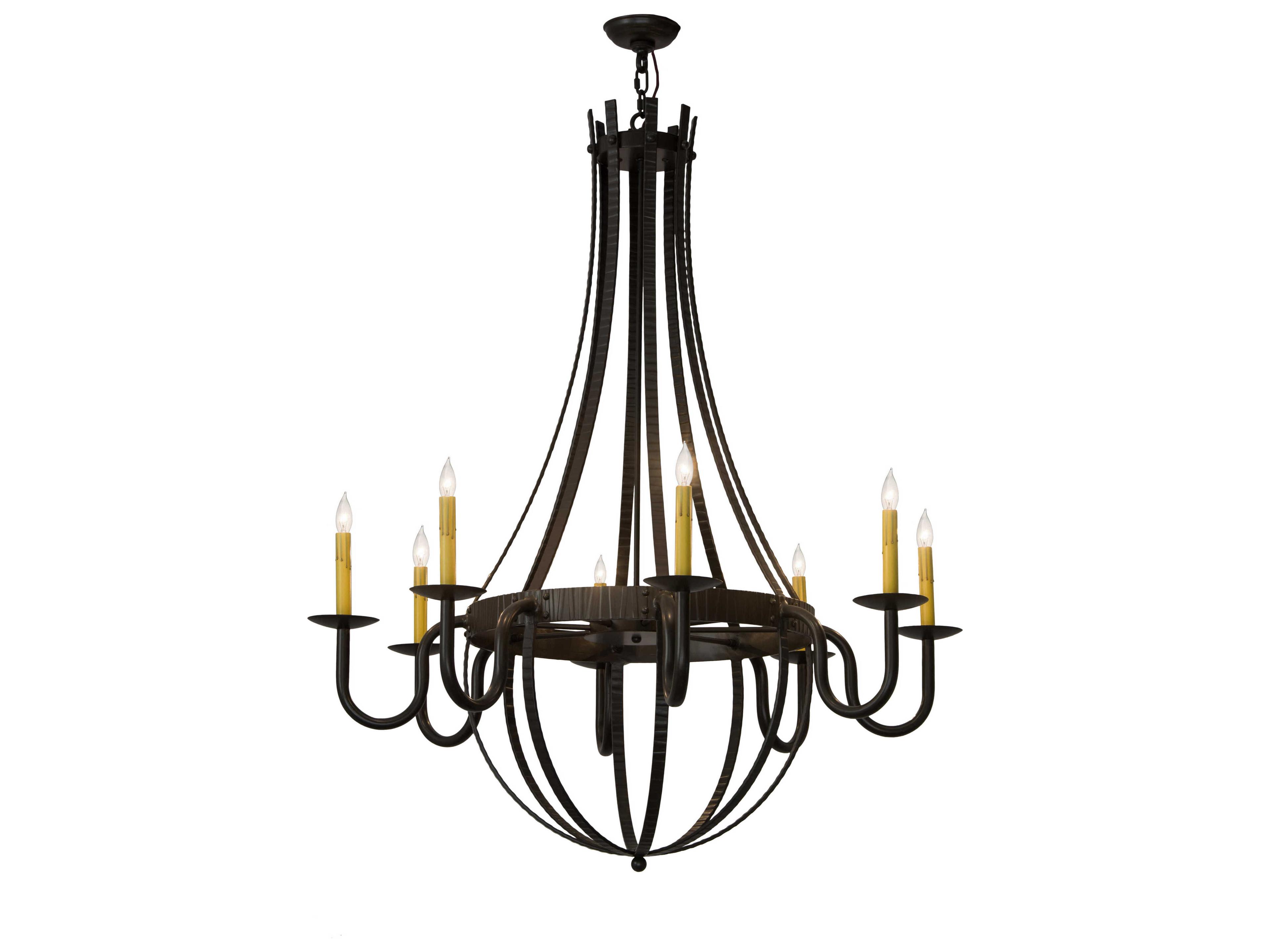 Barrel Stave 8-Light Bronze Candelabra Chandelier