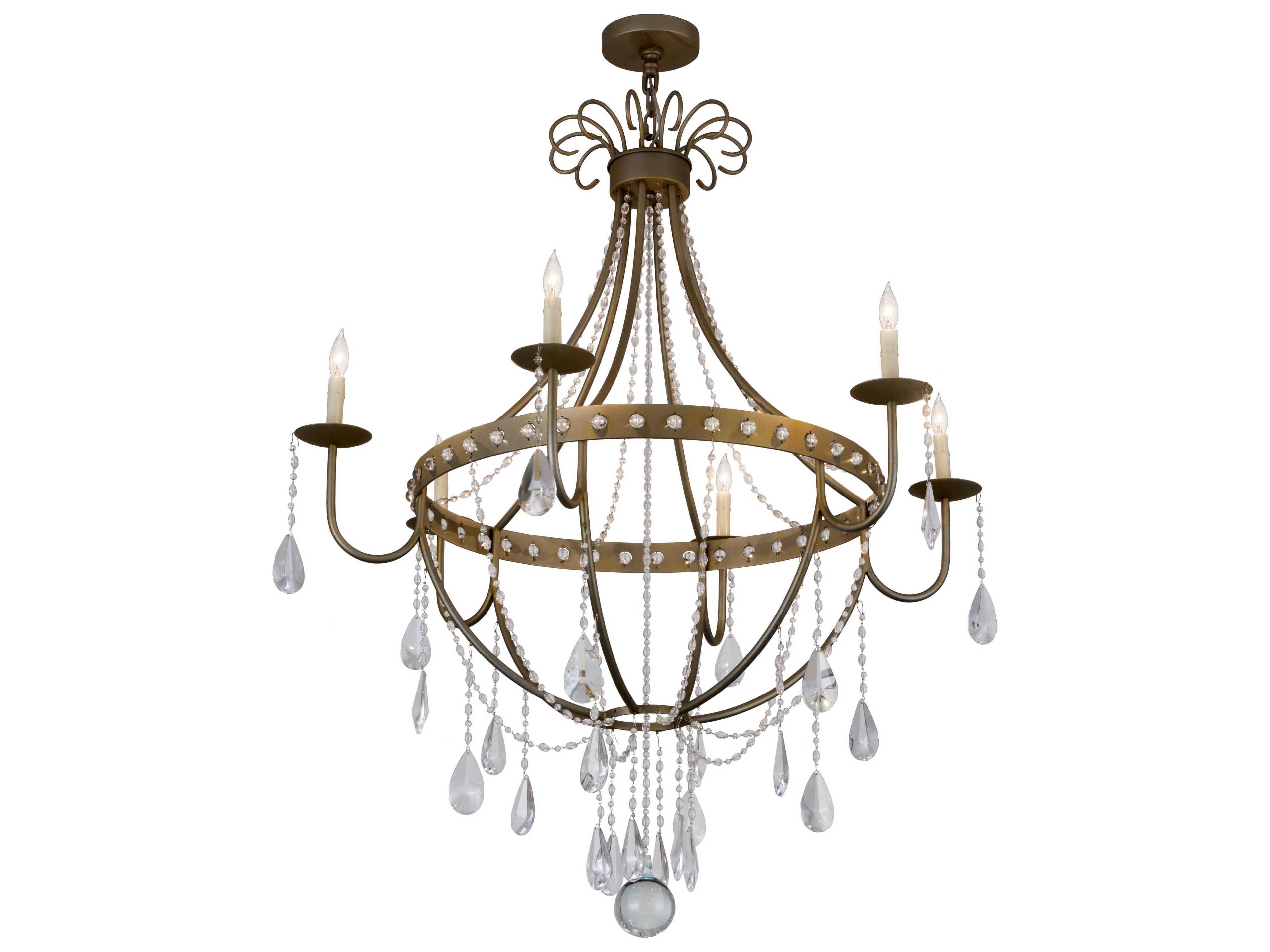 6-Light Silver Crystal Glass Chandelier