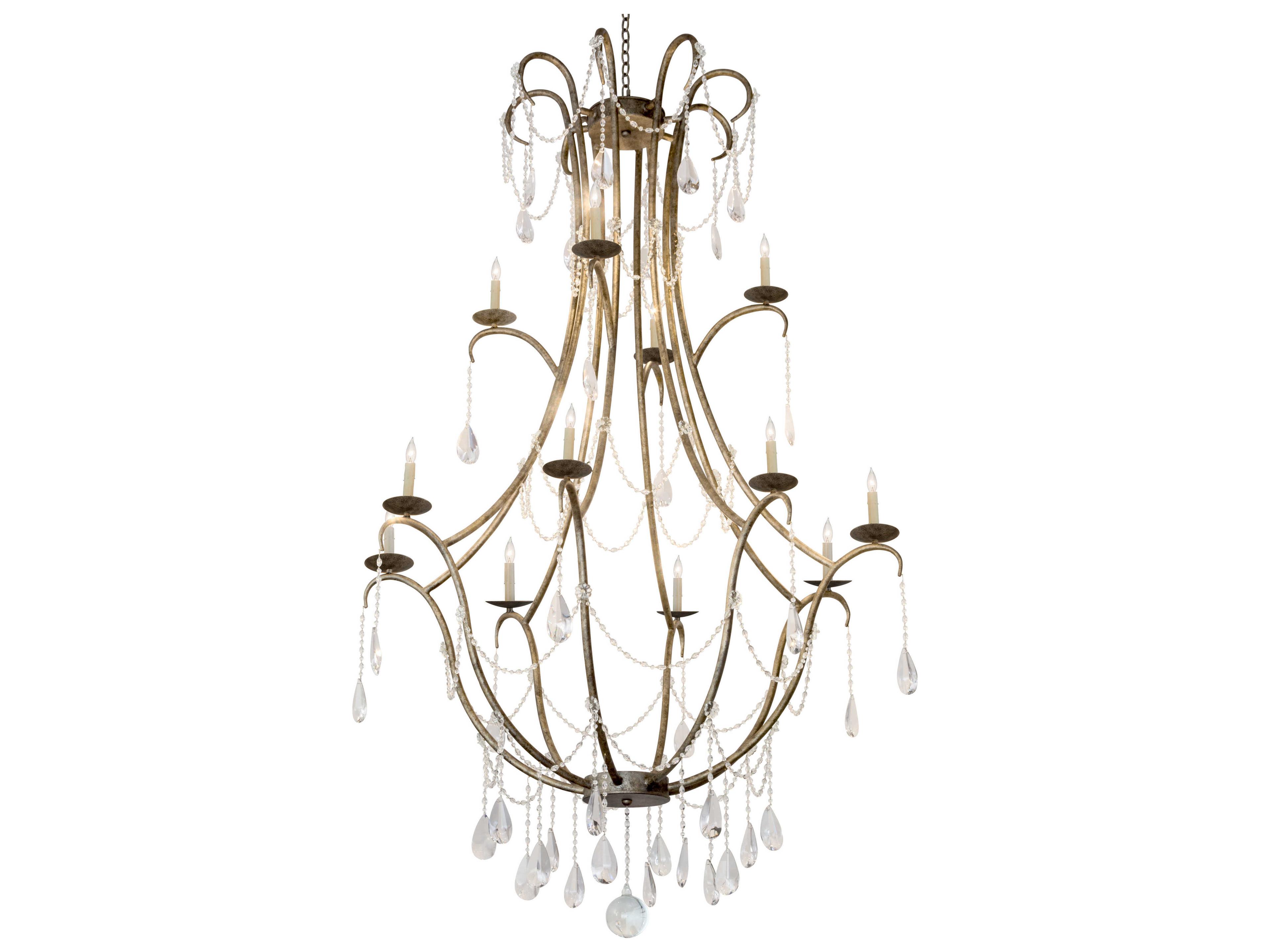 12-Light Silver Crystal Glass Candelabra Chandelier