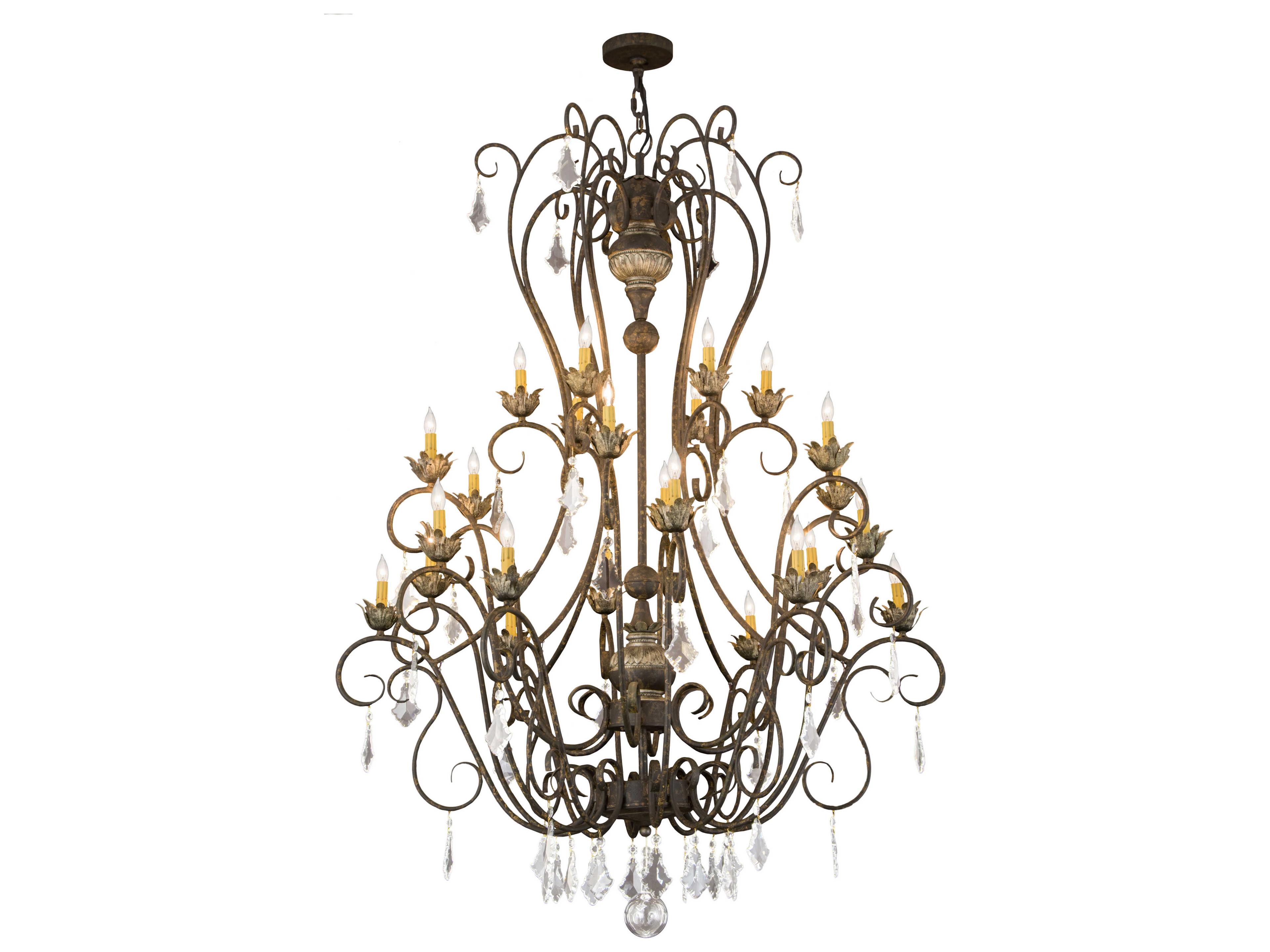 Felicia 24-Light Black Crystal Glass Candelabra Chandelier