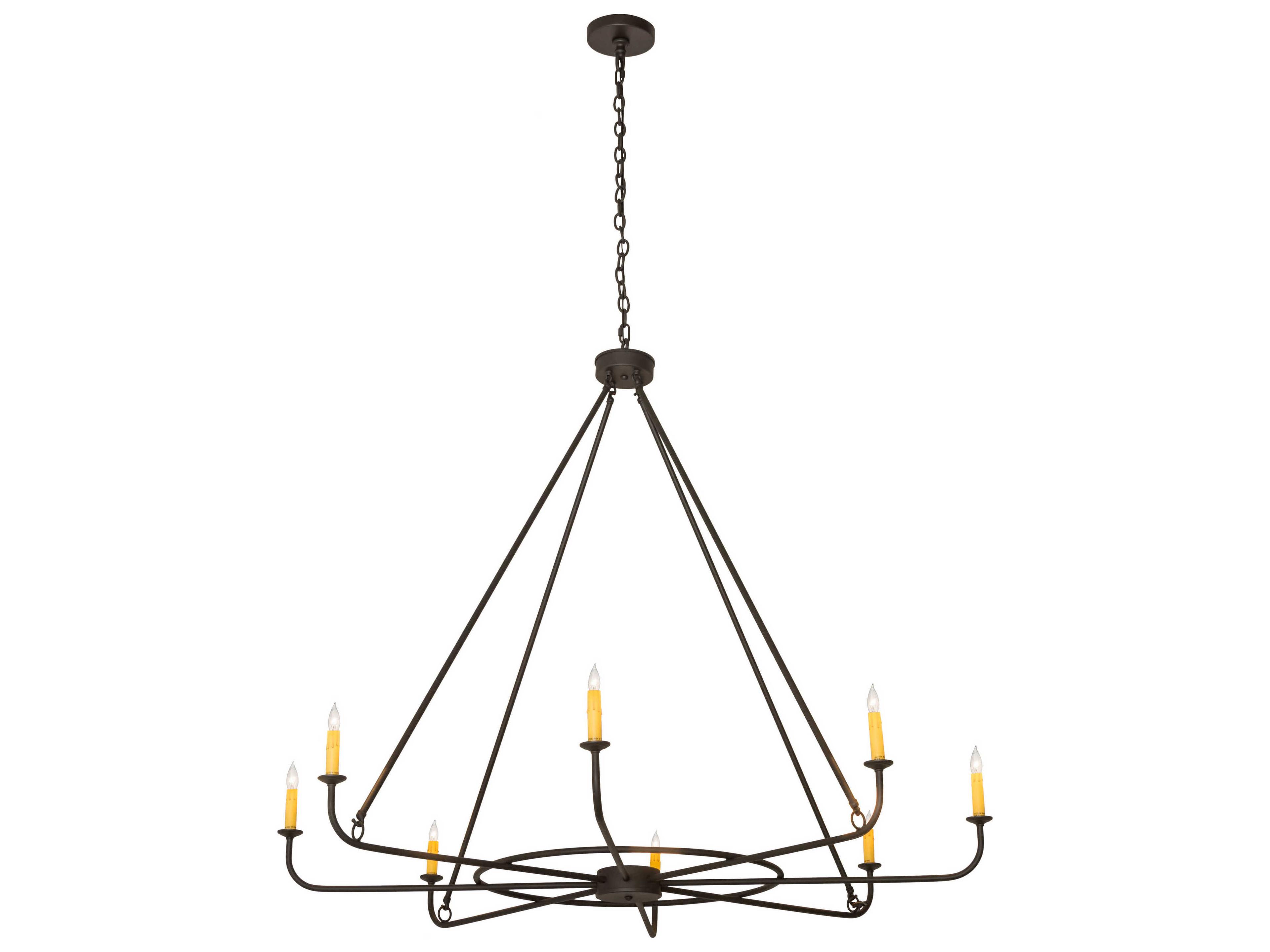 8-Light Black Glass Candelabra Chandelier