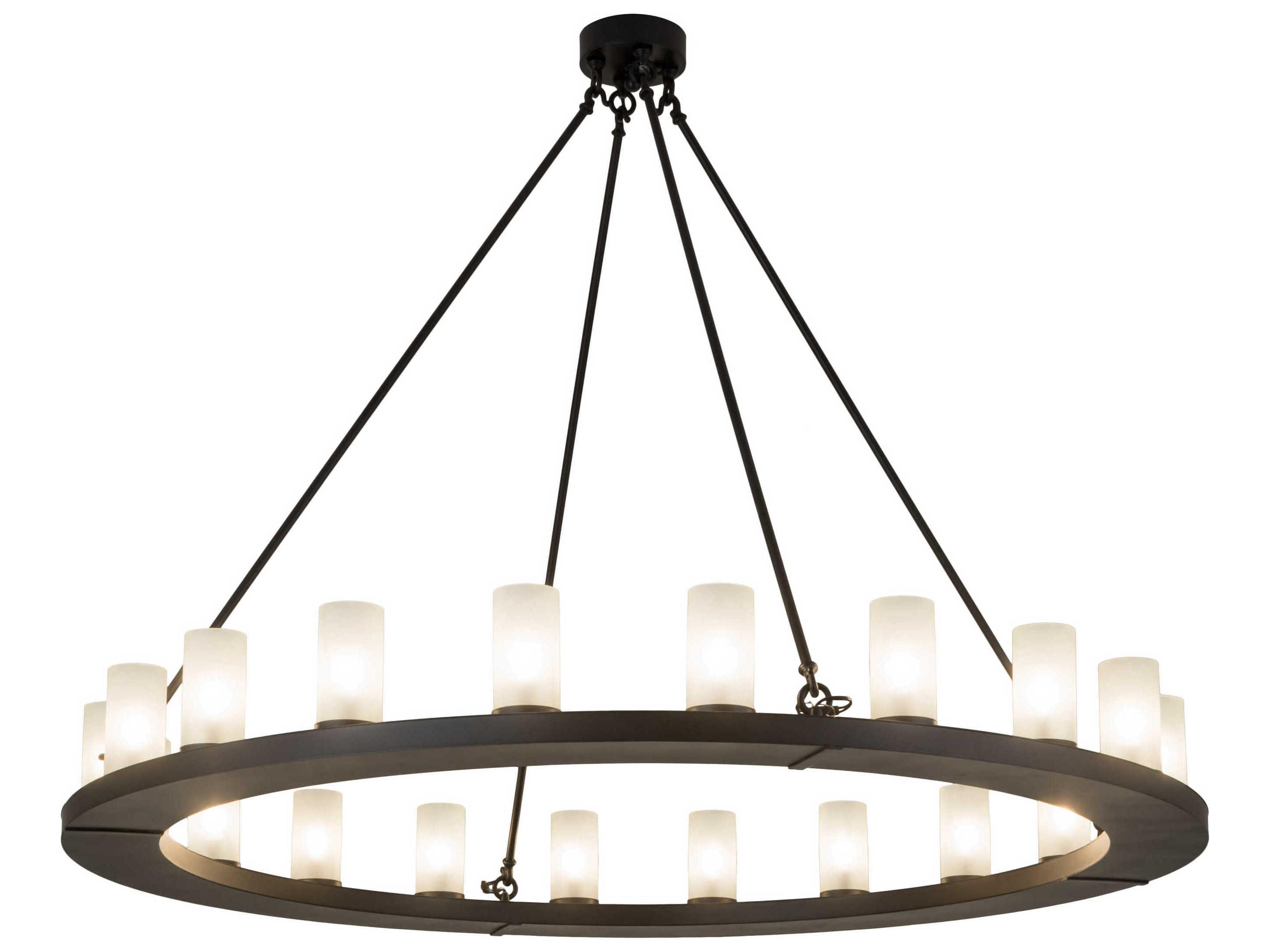 Loxley 20-Light Black Glass Cylinder Round Chandelier