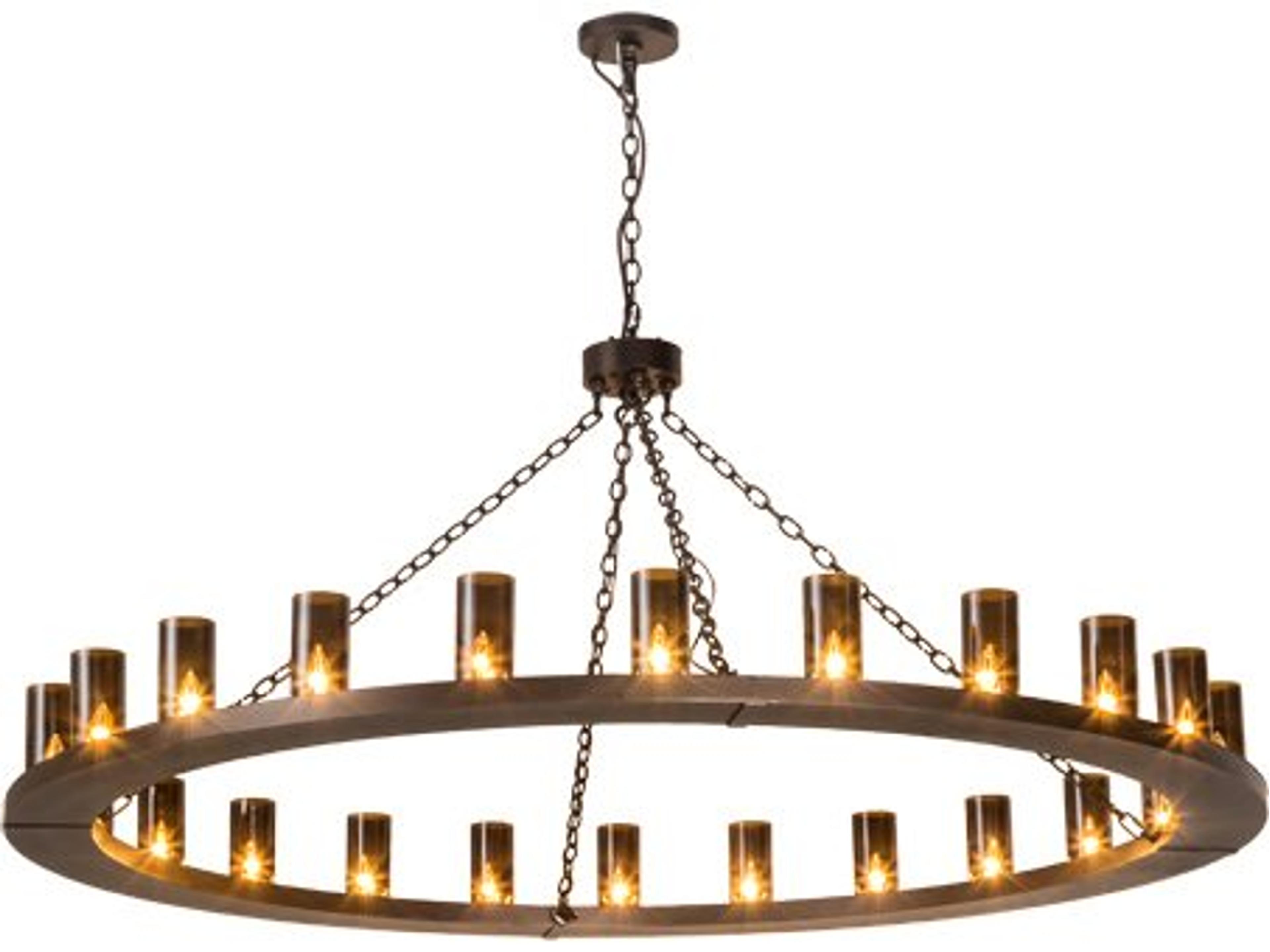 Loxley 24-Light Bronze Cylinder Round Chandelier