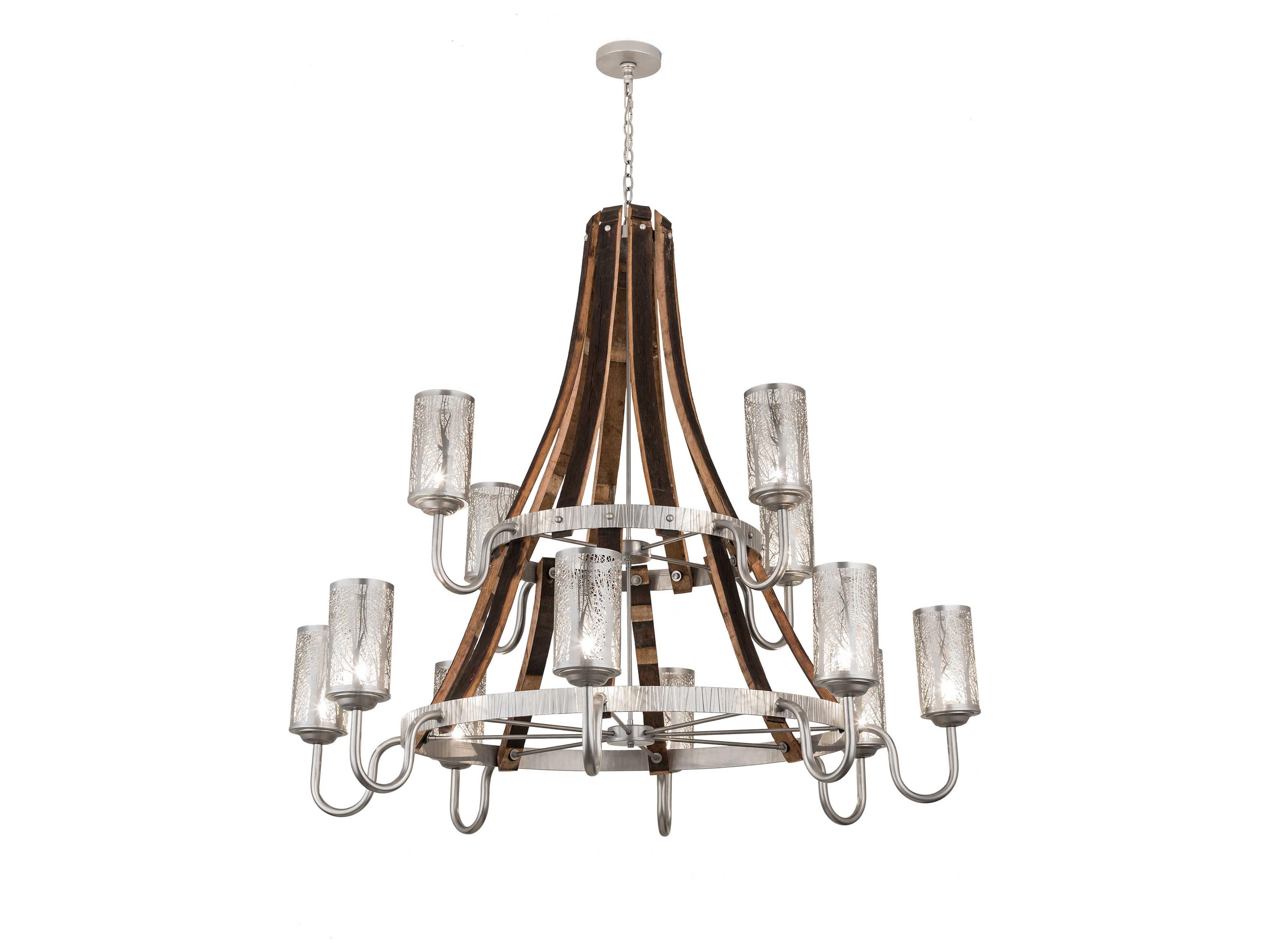 Barrel Stave 12-Light Brown Glass Tiered Chandelier