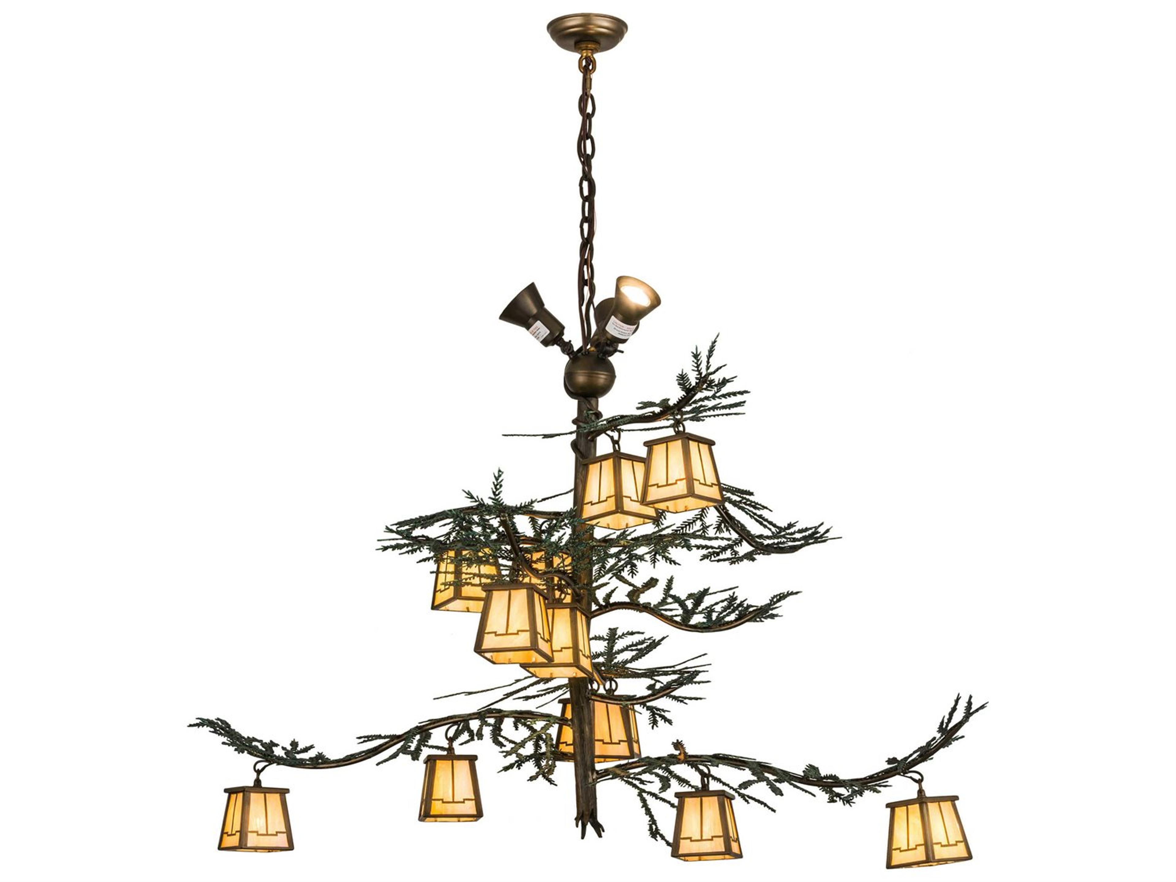 Pine Branch Valley View 12-Light Copper Glass Chandelier