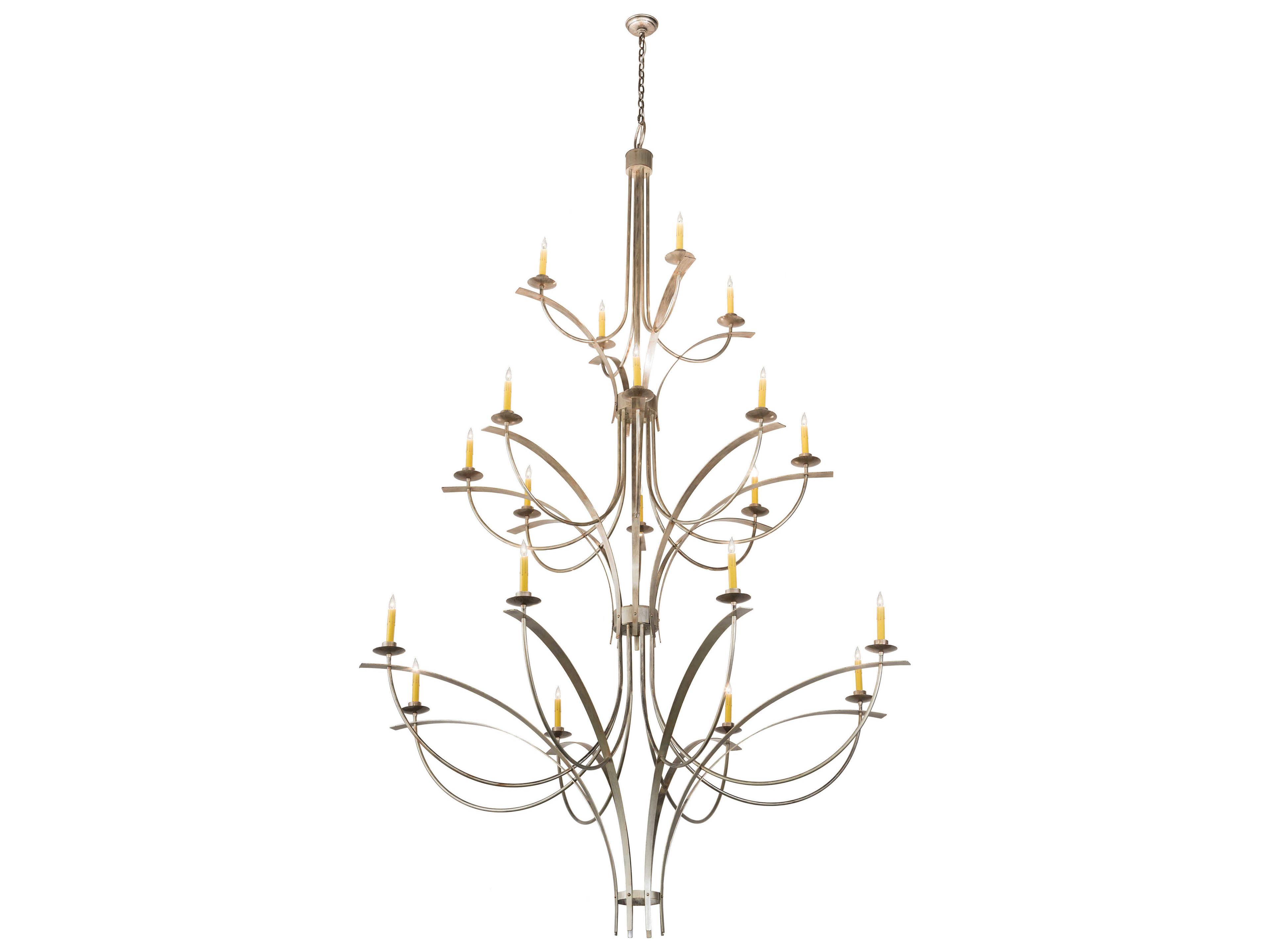 20-Light Gold Glass LED Candelabra Tiered Chandelier