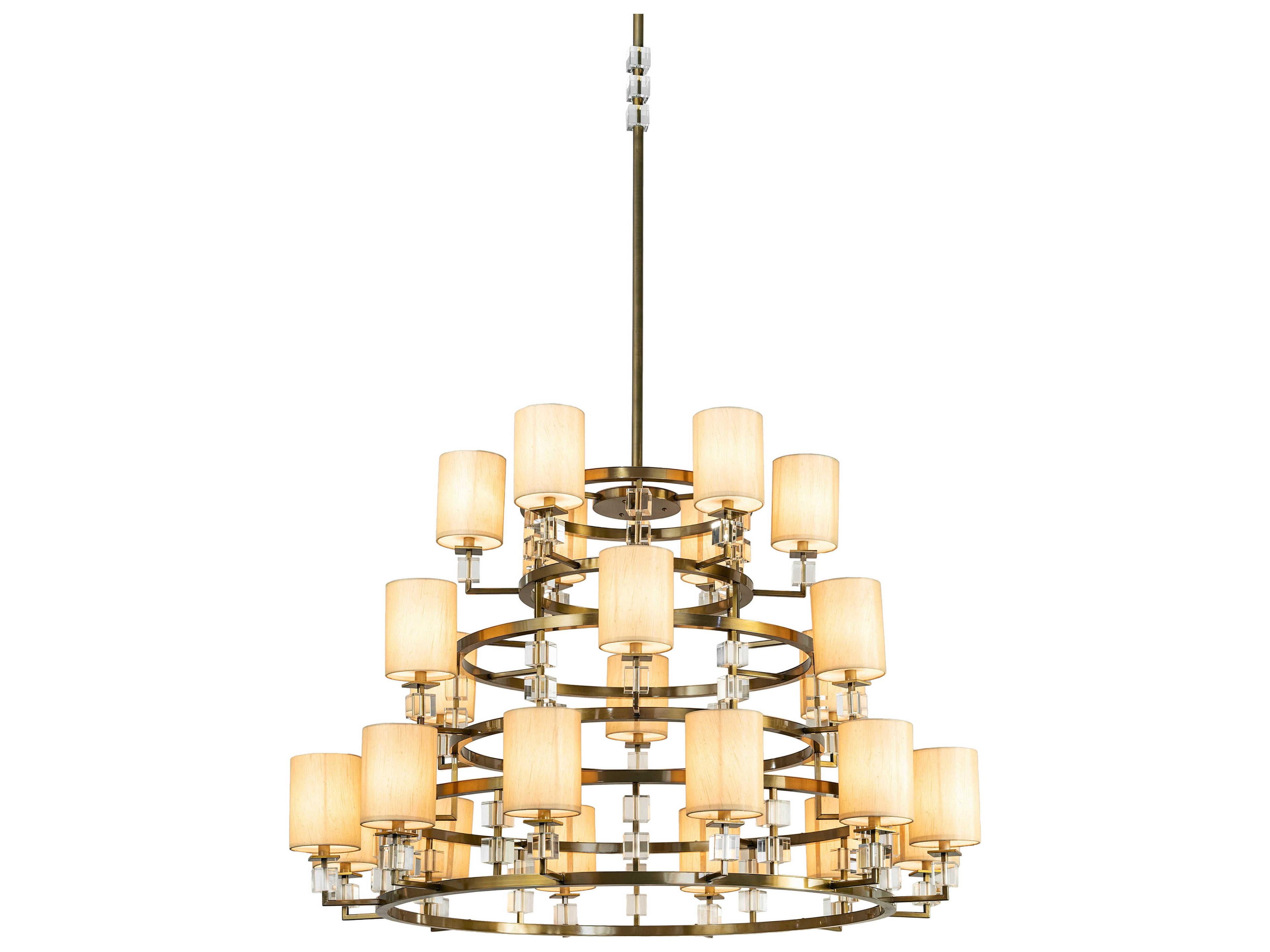 24-Light Gold Glass Tiered Chandelier