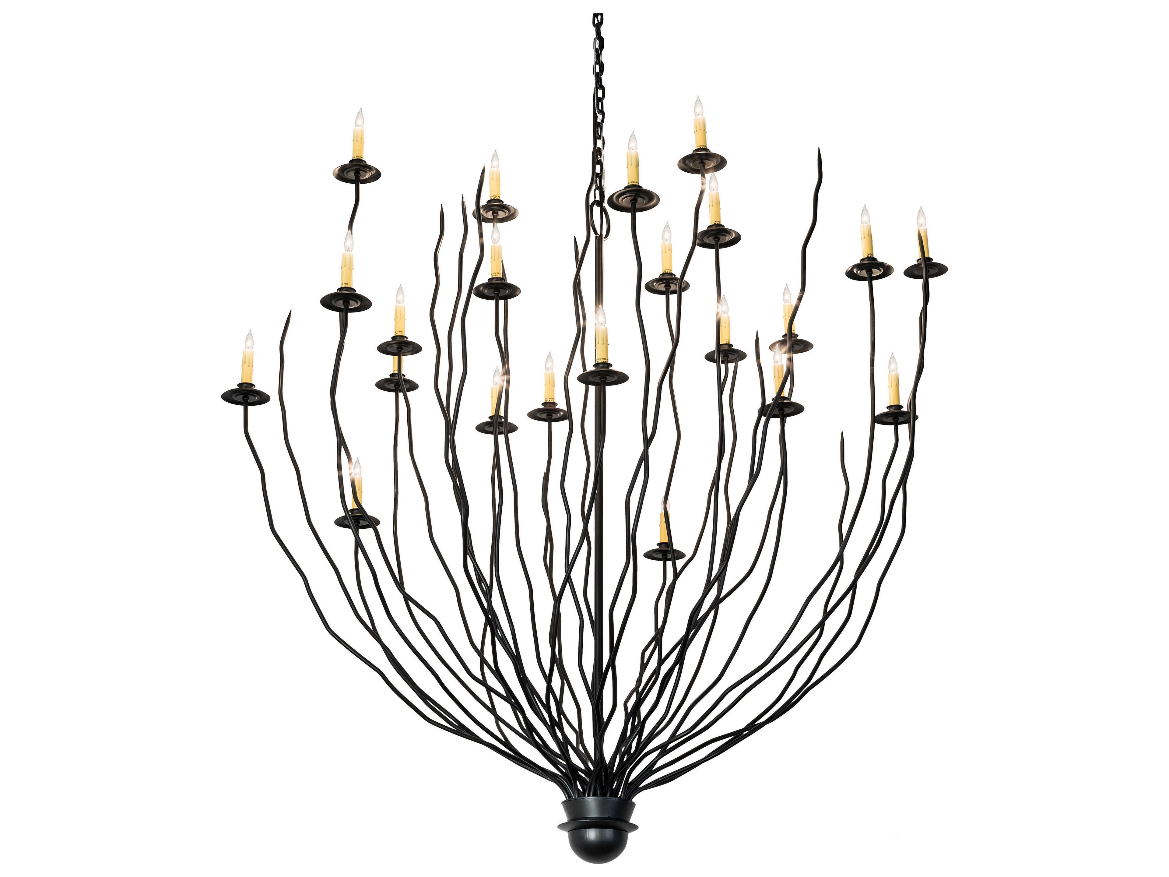Meyda 22-Light Black Glass Candelabra Chandelier