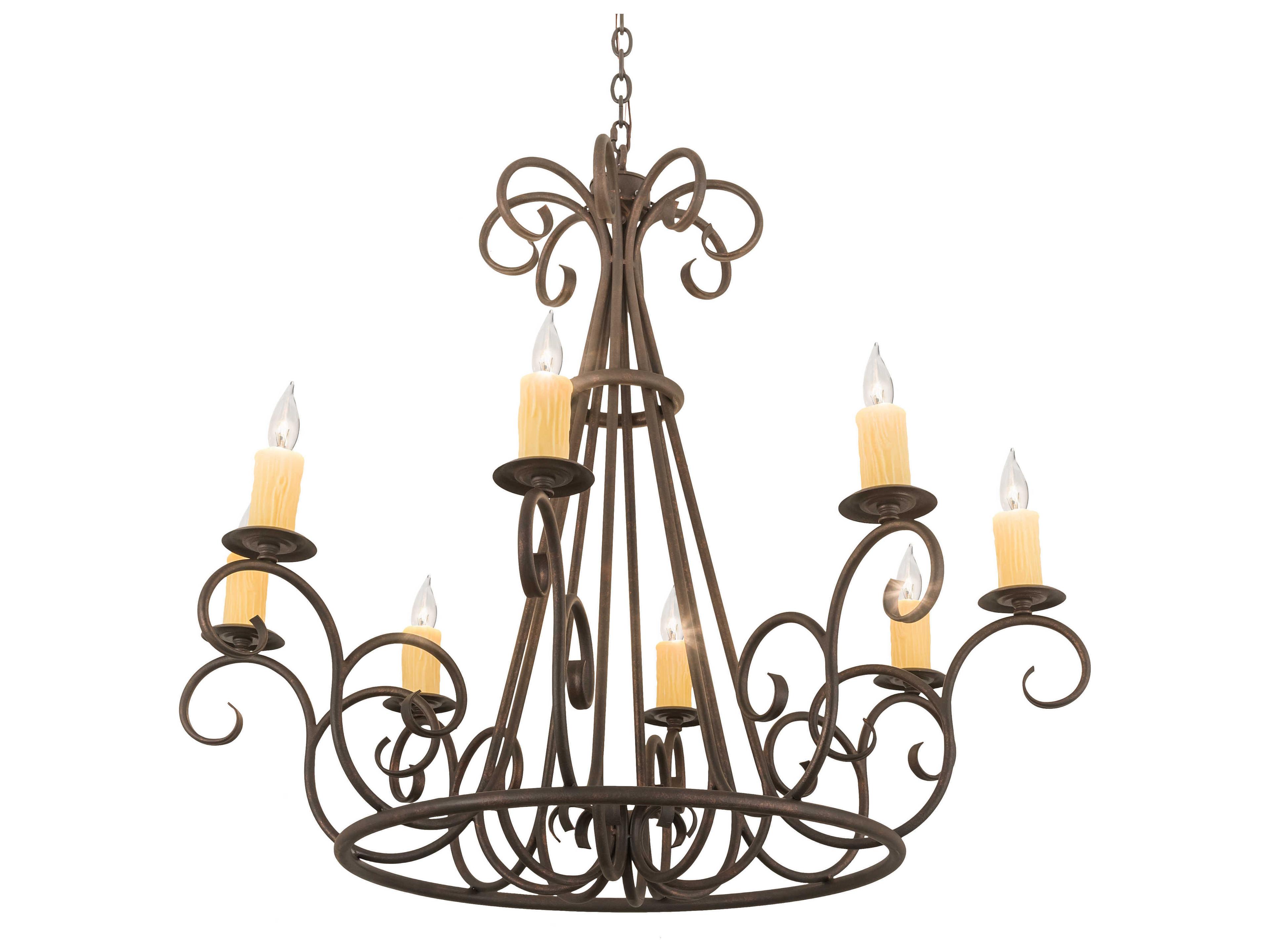 Marguerite 8-Light Copper Glass Candelabra Chandelier