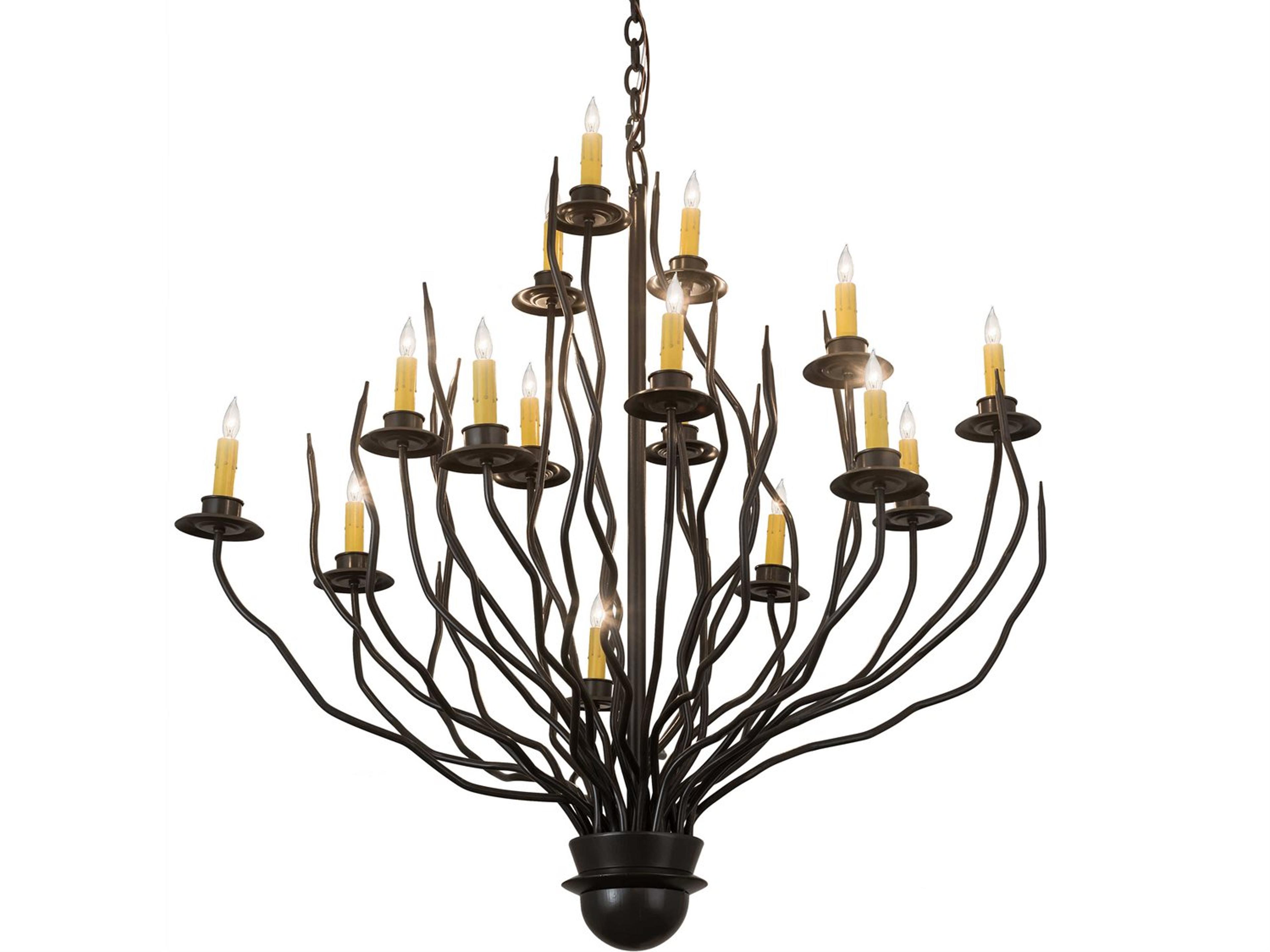 16-Light Bronze Glass Candelabra Chandelier