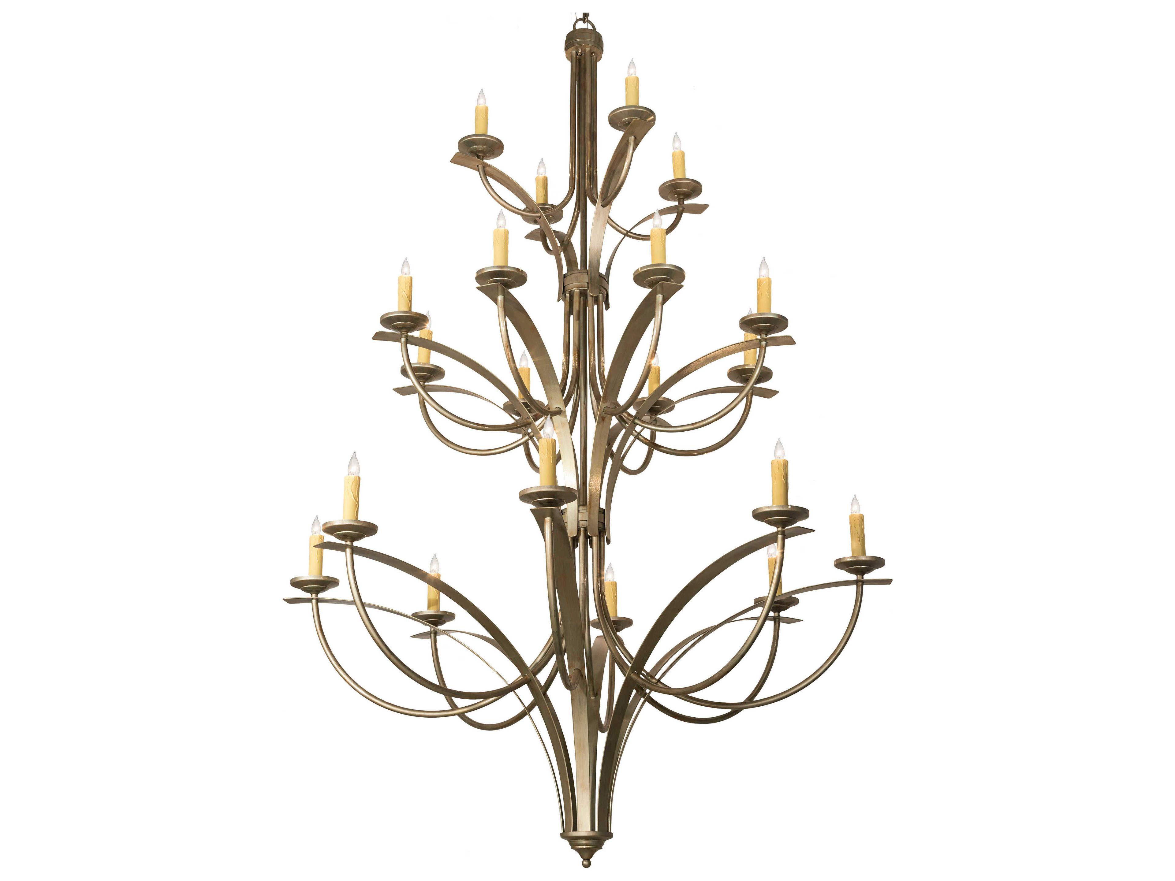 20-Light Silver Candelabra Tiered Chandelier