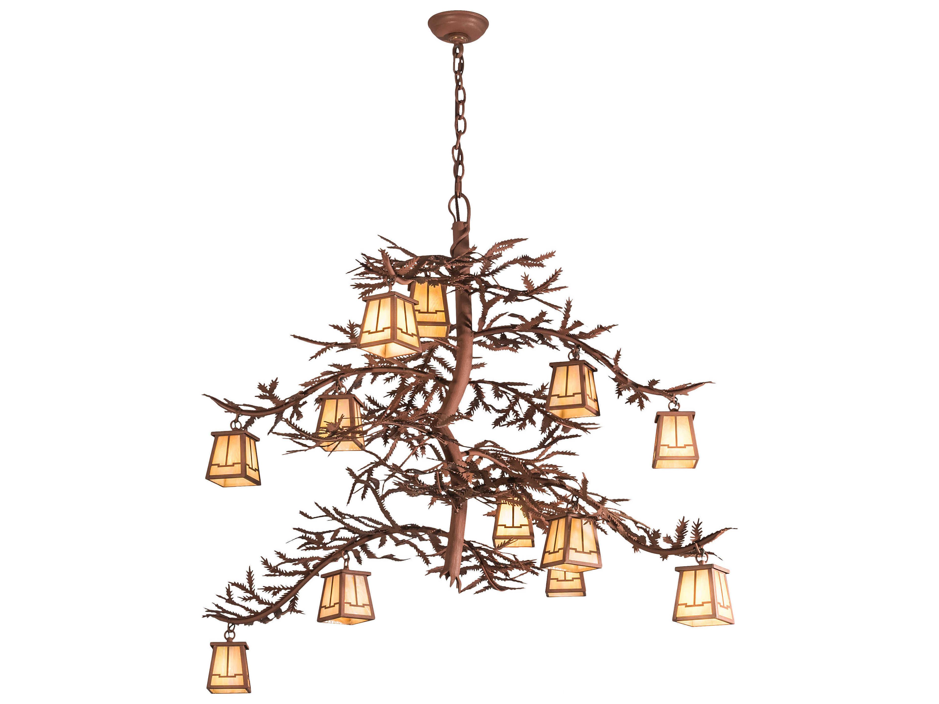 Pine Branch Valley View 12-Light Bronze Chandelier