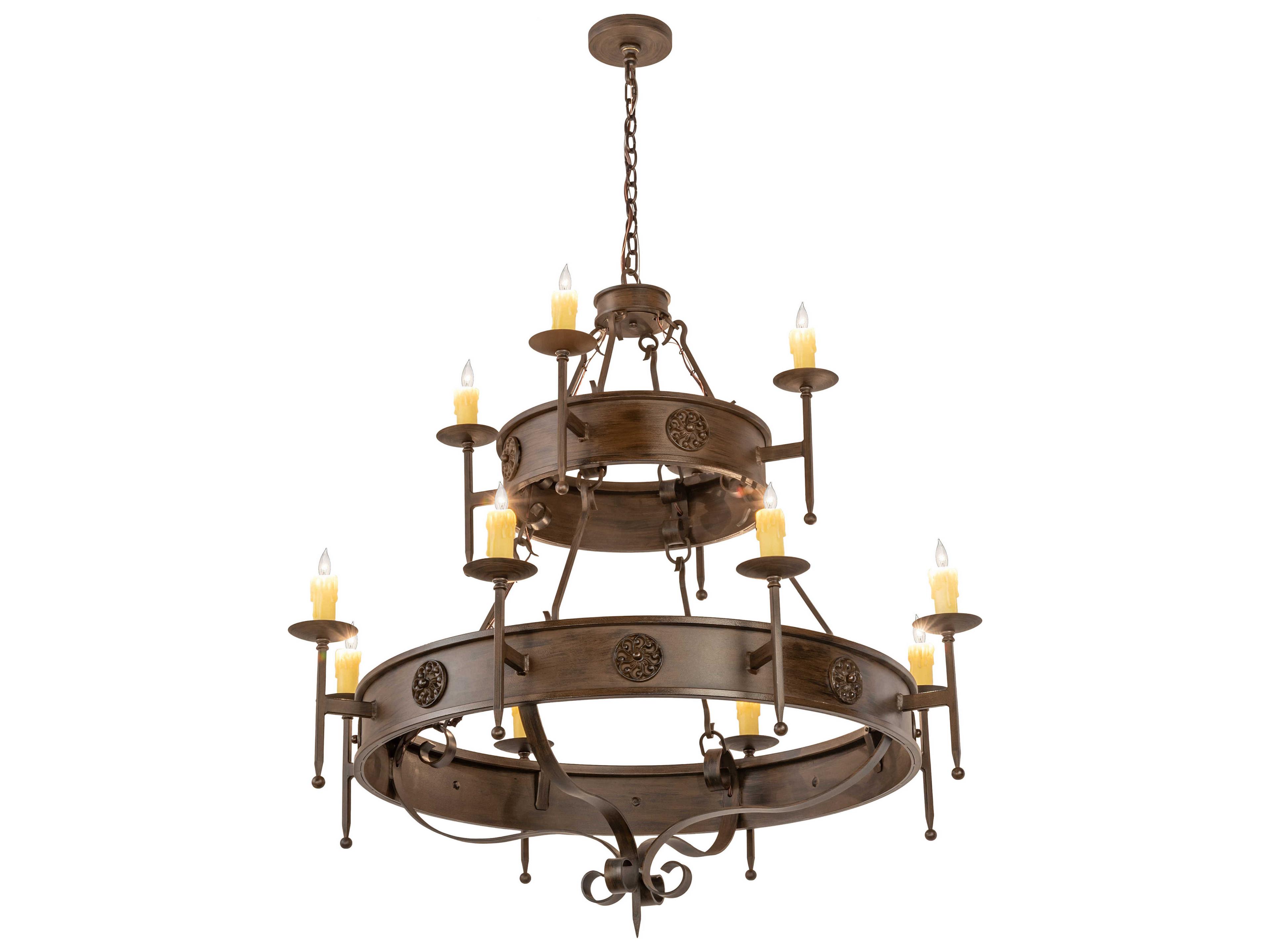 Lorenzo 12-Light Brown Candelabra Tiered Chandelier