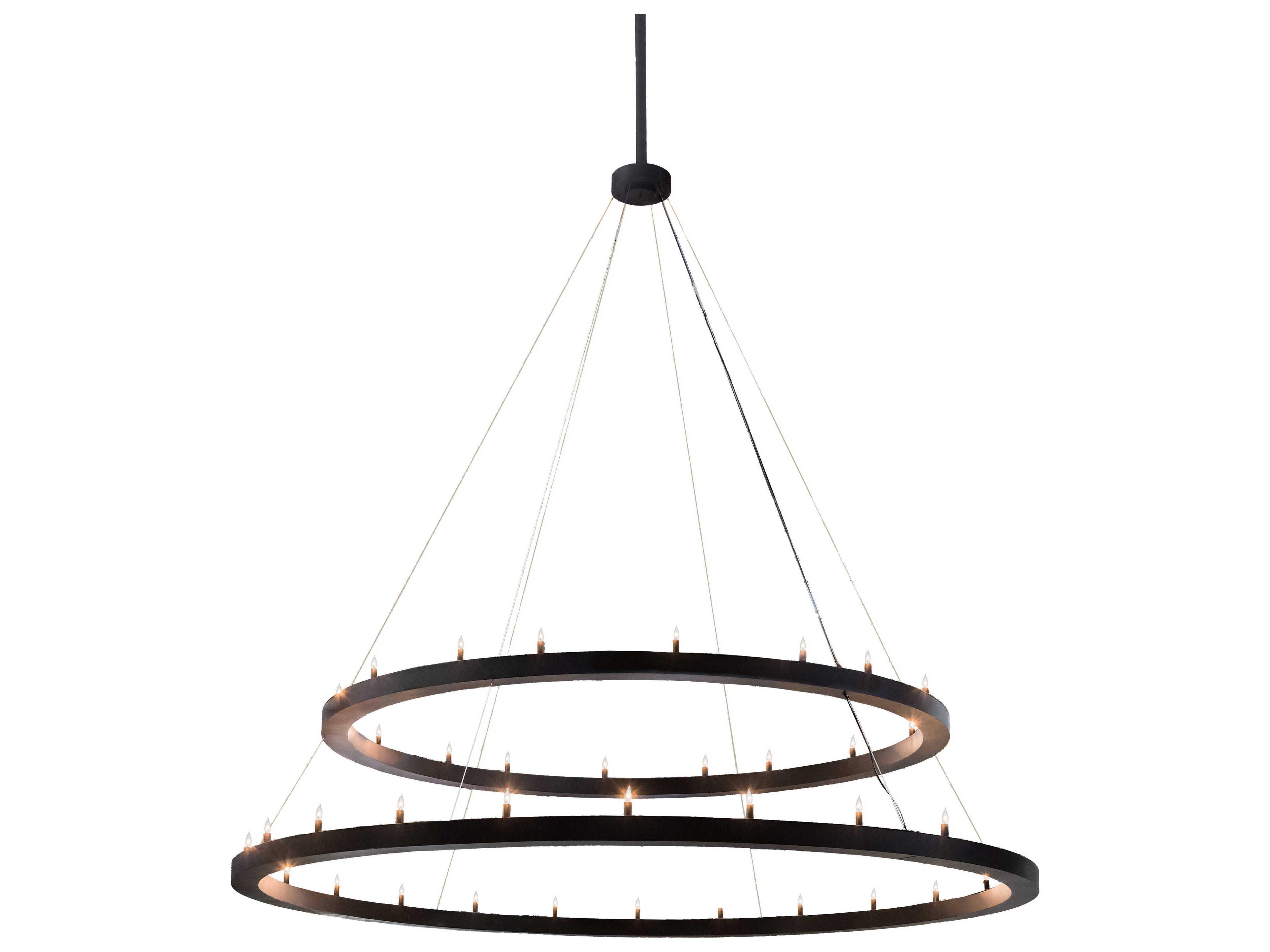 Loxley 36-Light Black LED Candelabra Round Tiered Chandelier
