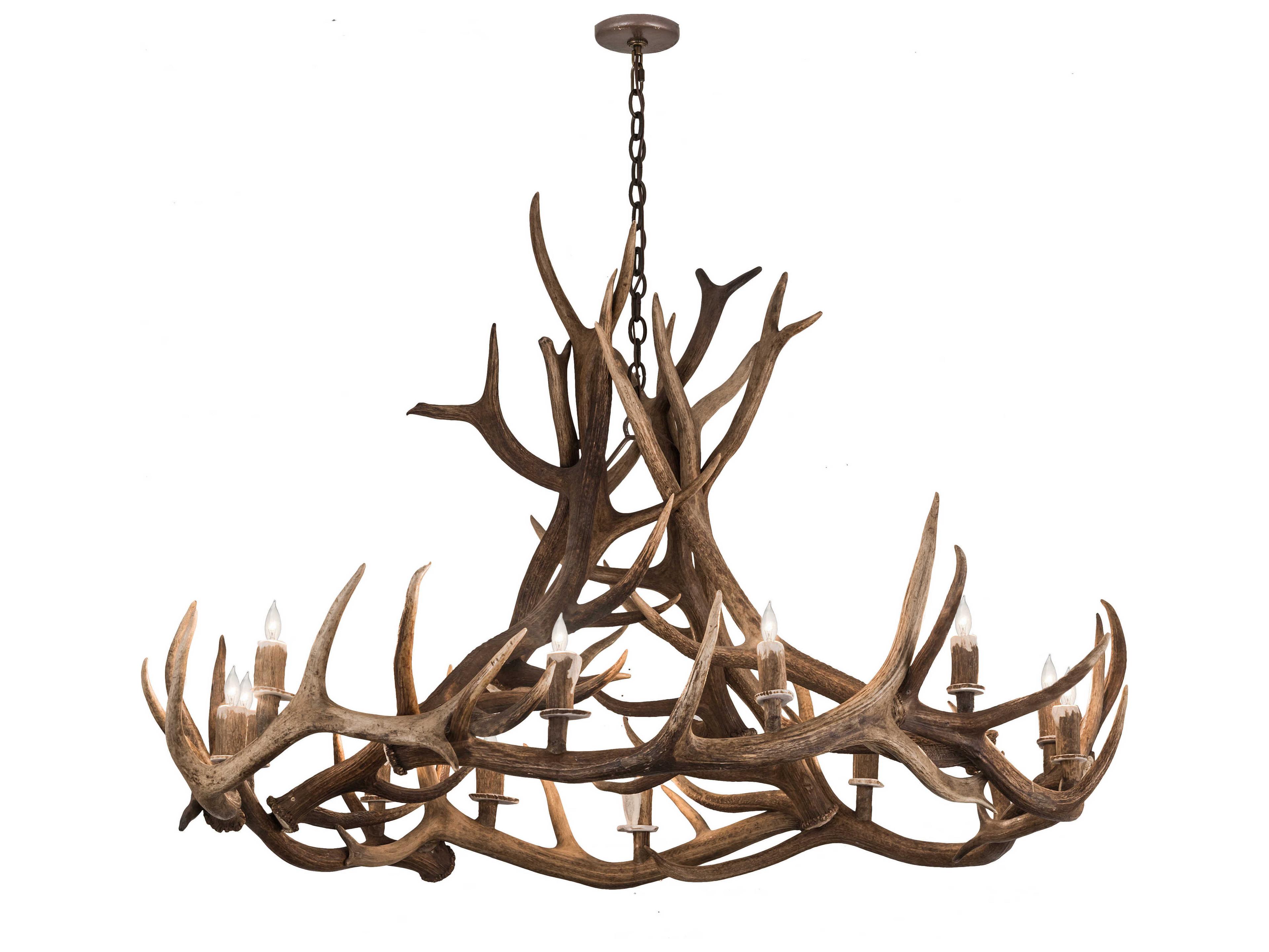 Antlers 12-Light Copper Candelabra Chandelier