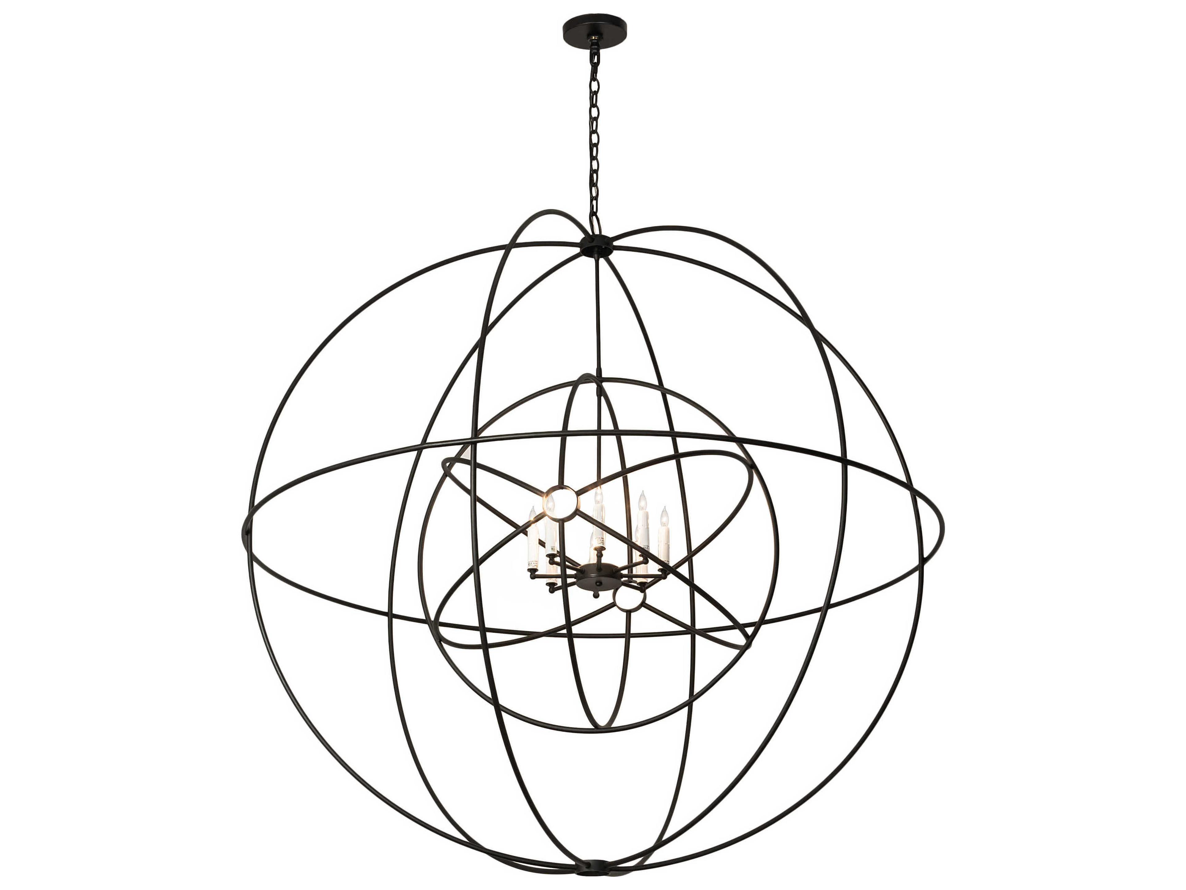 Atom Enerjisi 8-Light Black Candelabra Geometric Chandelier
