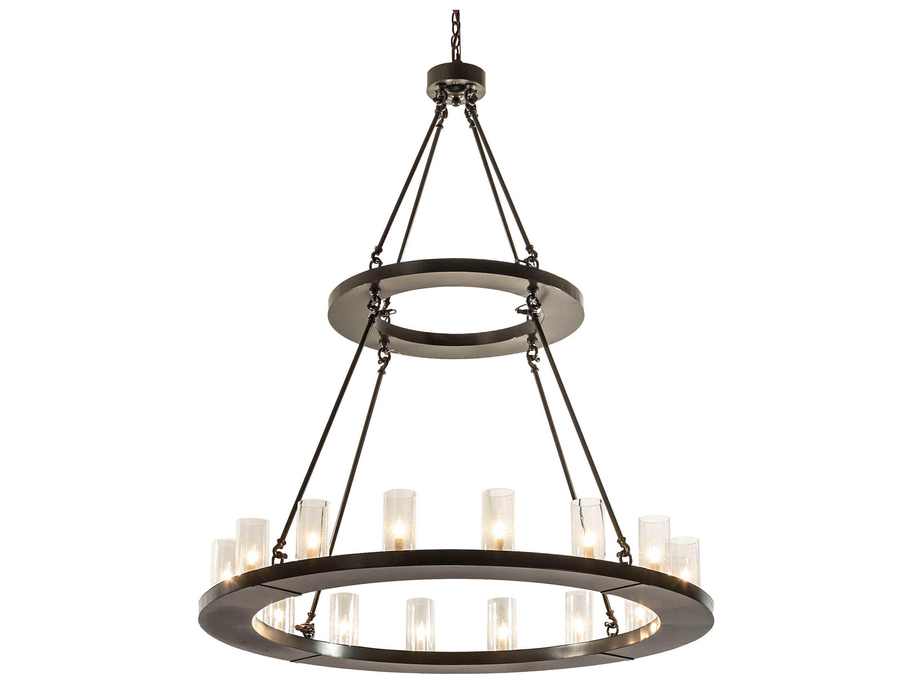 Loxley 16-Light Bronze Glass Cylinder Tiered Chandelier